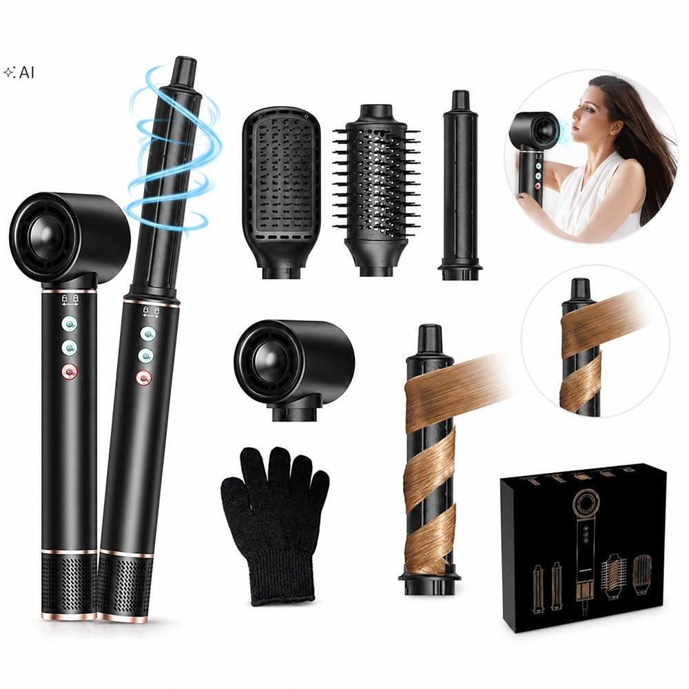 Hair Curler Dryer With Ionization 5in1 Rotating Multifunctional Strong