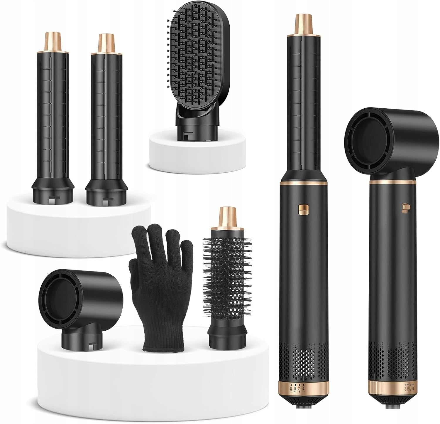 Hair Dryer 5in1 Curler Straightening Brush Ionization Tip Rotation