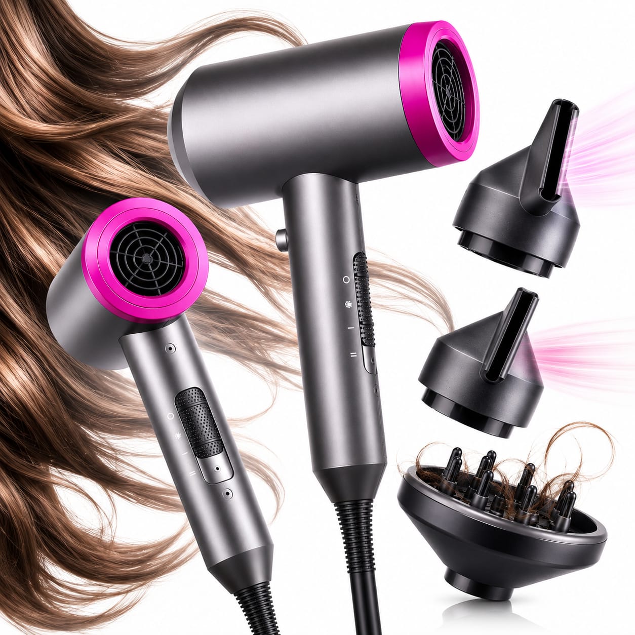 Hair Dryer HAIR DRYER 4in1 3 SPEEDS GREY PINK