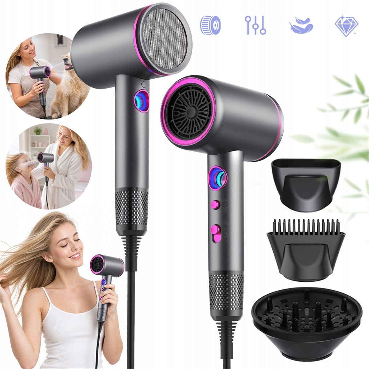 Hair Dryer Hair Styling Drying Kit Turbo Vent Cold