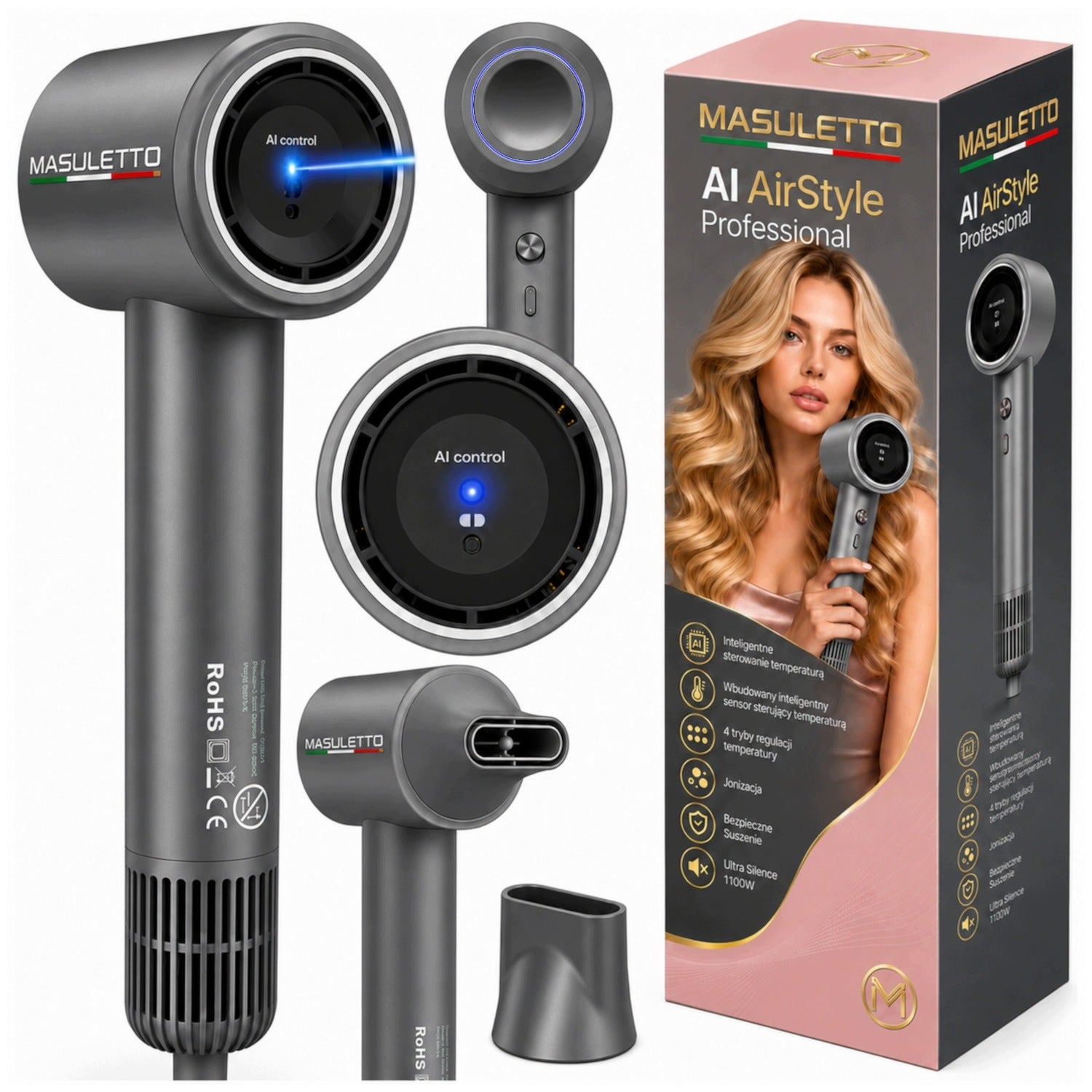 Hair Dryer Intelligent AI with Sensor Temperature Control Mode