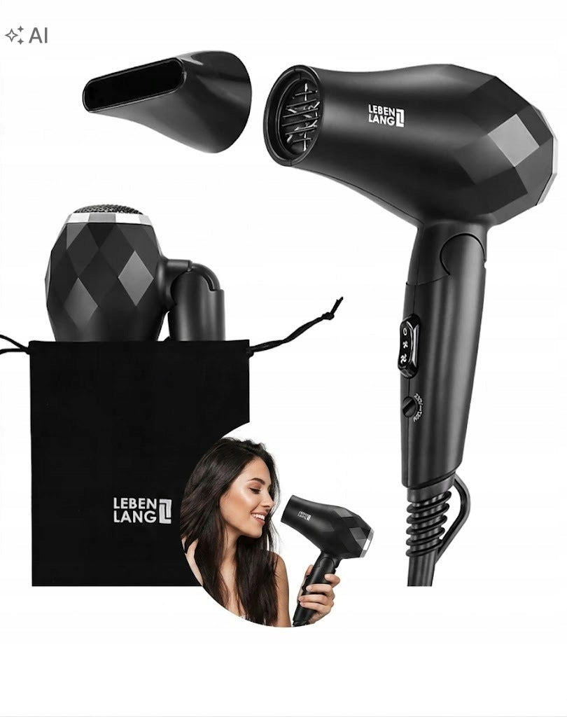 Hair Dryer Tourist 1000W Foldable 110V 220V Pouch