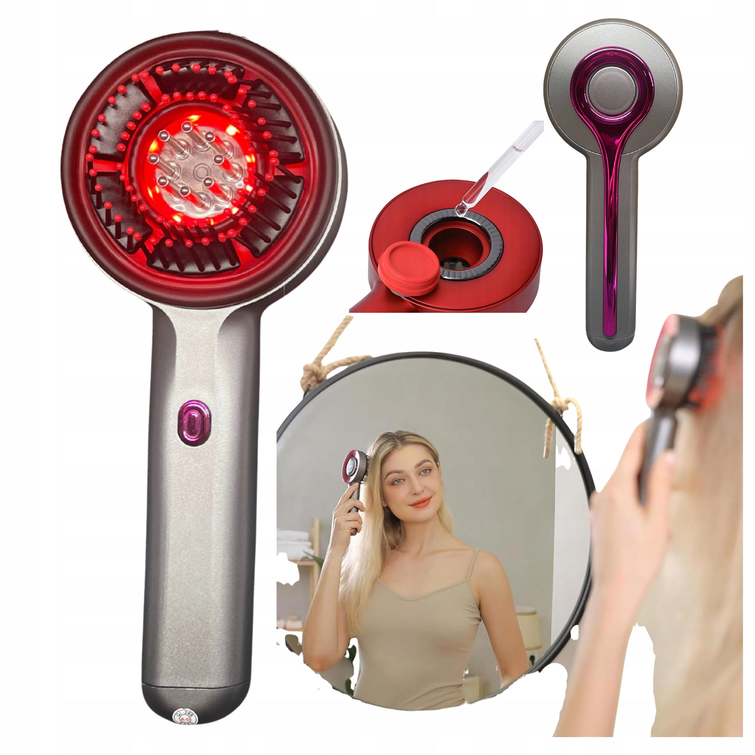 Hair Massager LED Electric Brush with Red Light Stimulation