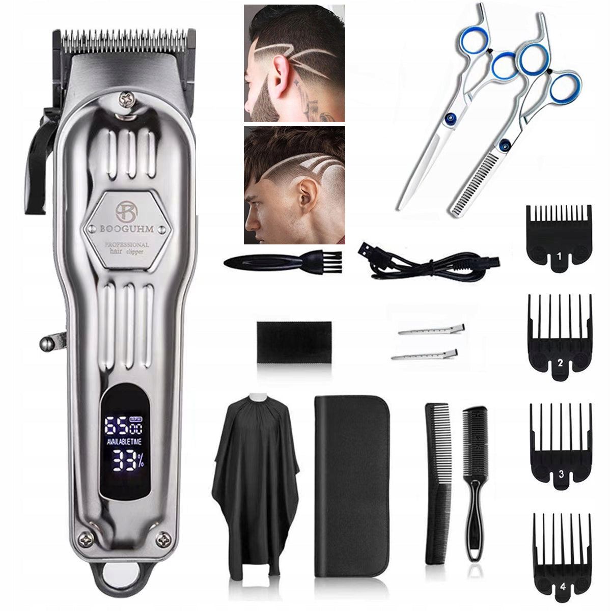 Hair cutting kit: cape, comb and overlay