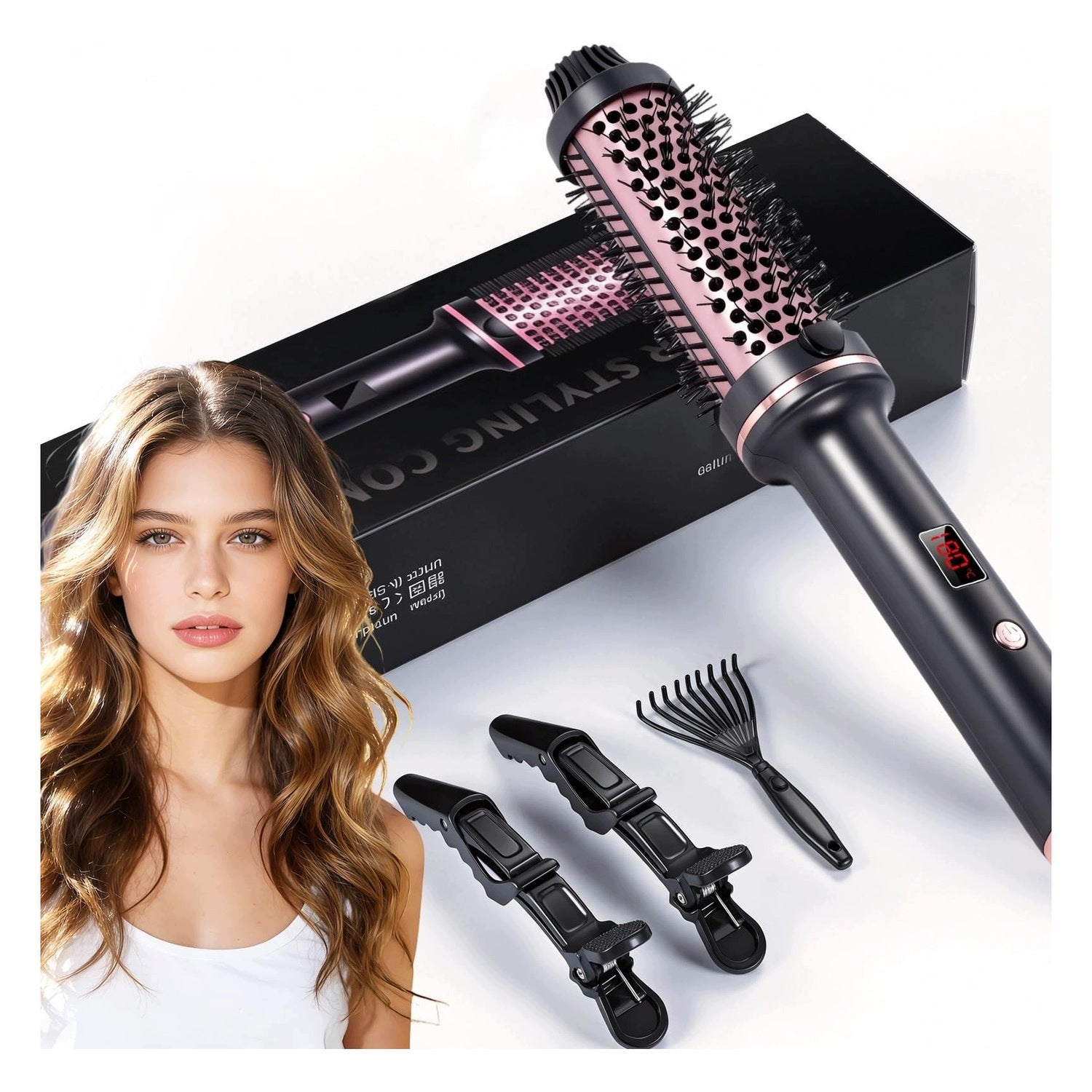 Hairbrush - ceramic - with LCD display