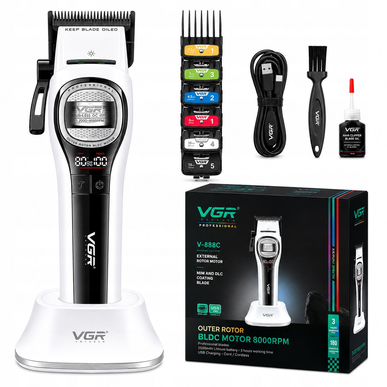 Hairdressing machine VGR V-888C Rotatech White BARBER TOP