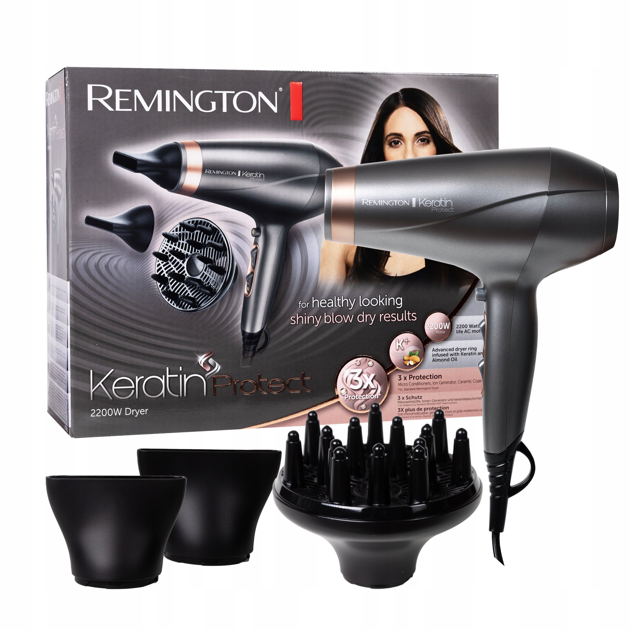 Hairdryer Remington AC8820 2200W cold air ionization silver