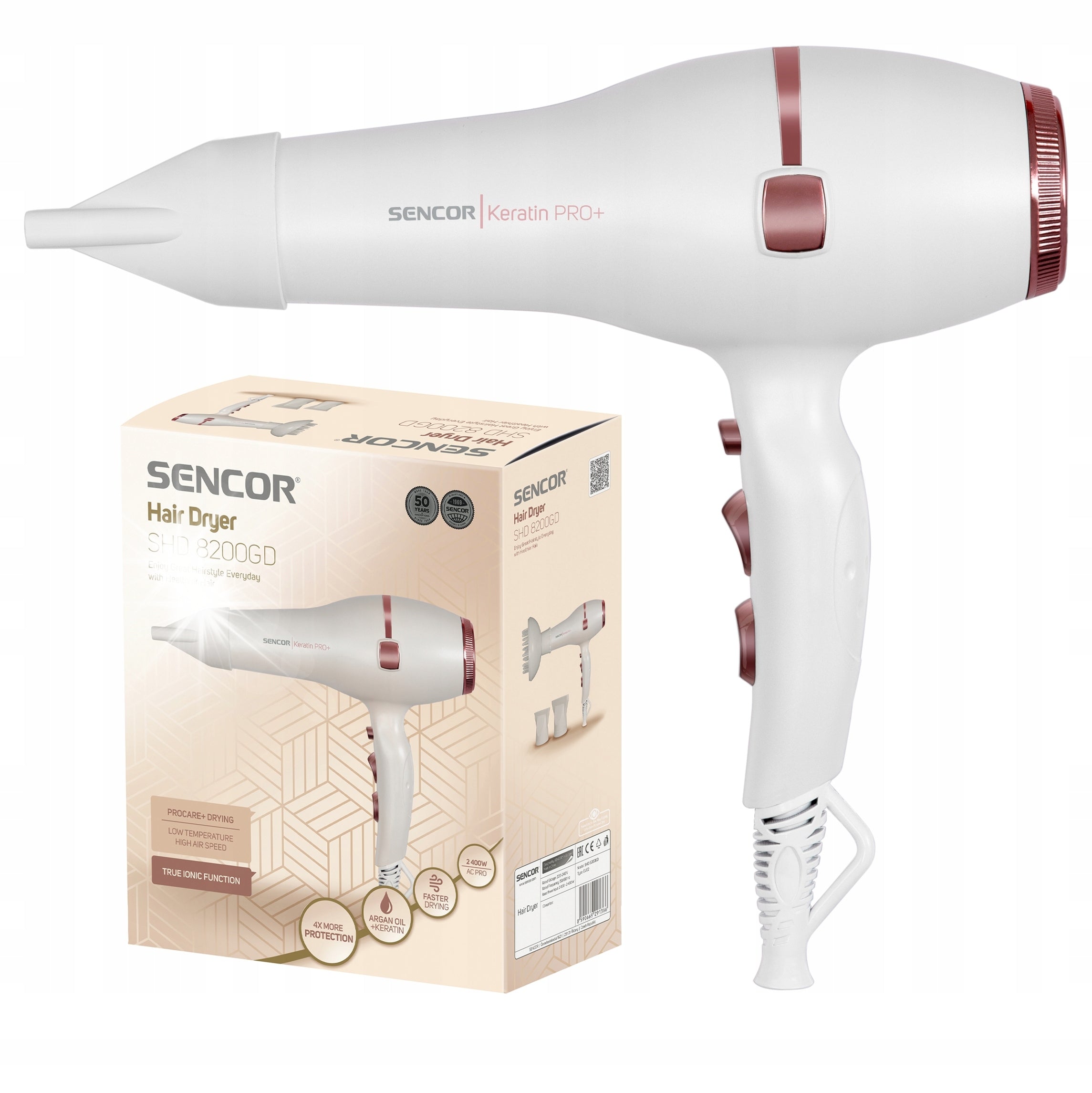 Hairdryer SENCOR SHD 8200GD 2400W Ionization Keratin Pro+