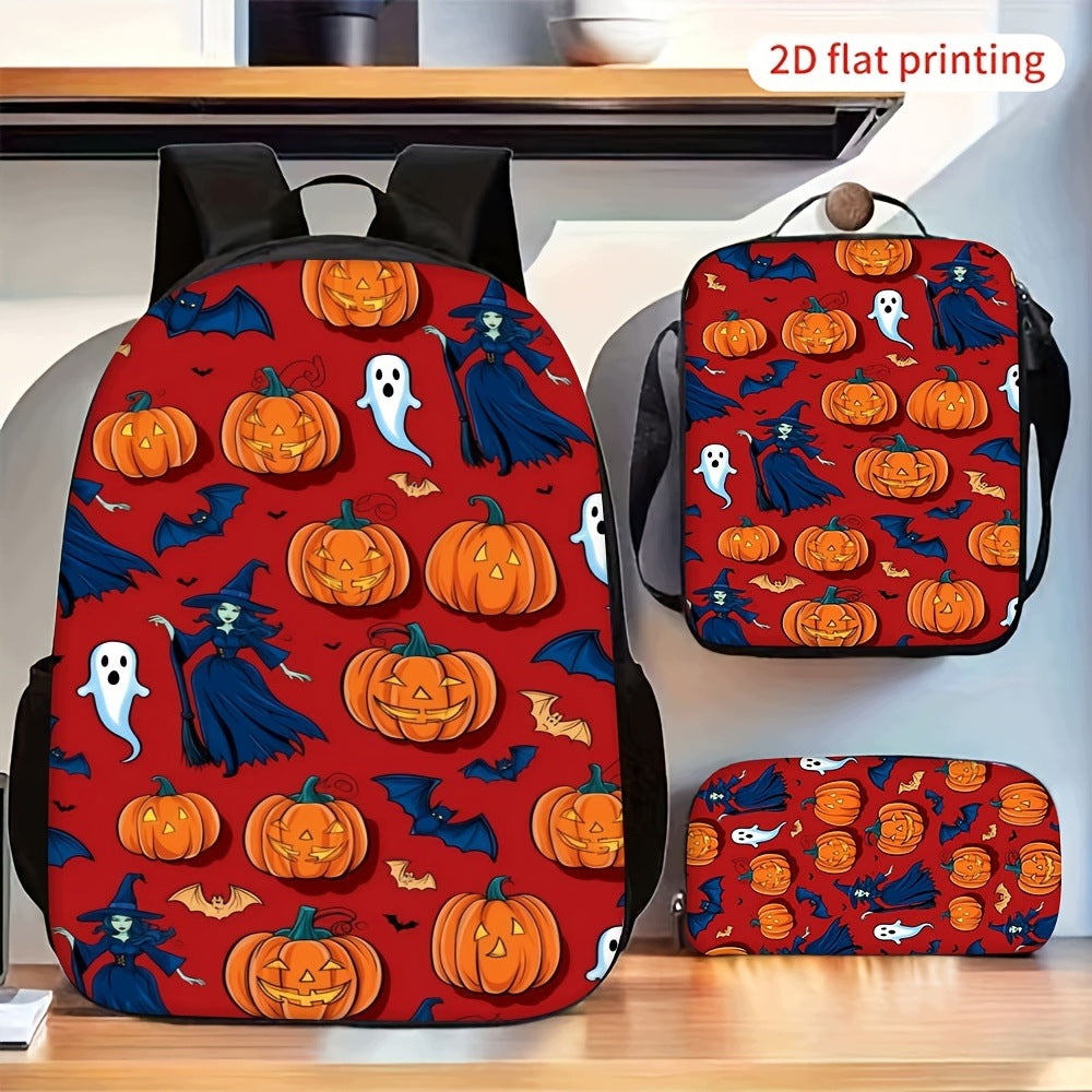 Halloween Pumpkin Witch Ghost Bat Pattern Portable Multi-Use Bag Set