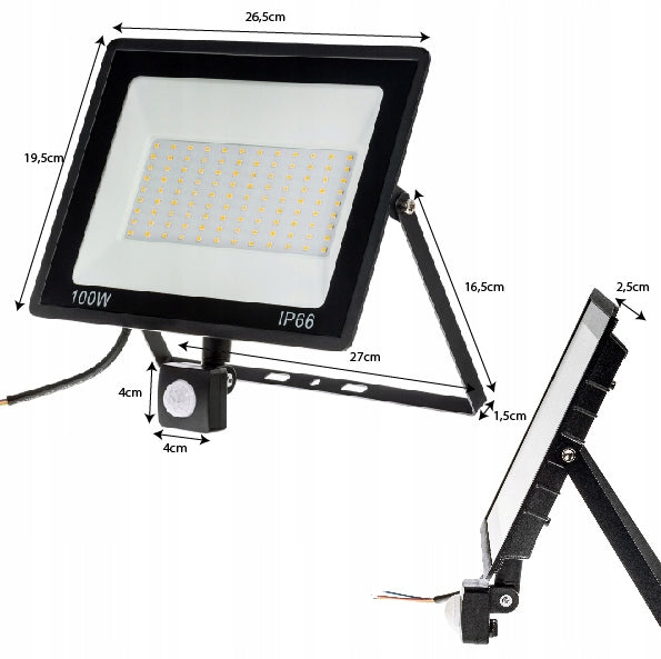 Halogen 100W LED Floodlight Outdoor Lamp Motion Sensor Twilight Garage Light color white neutral