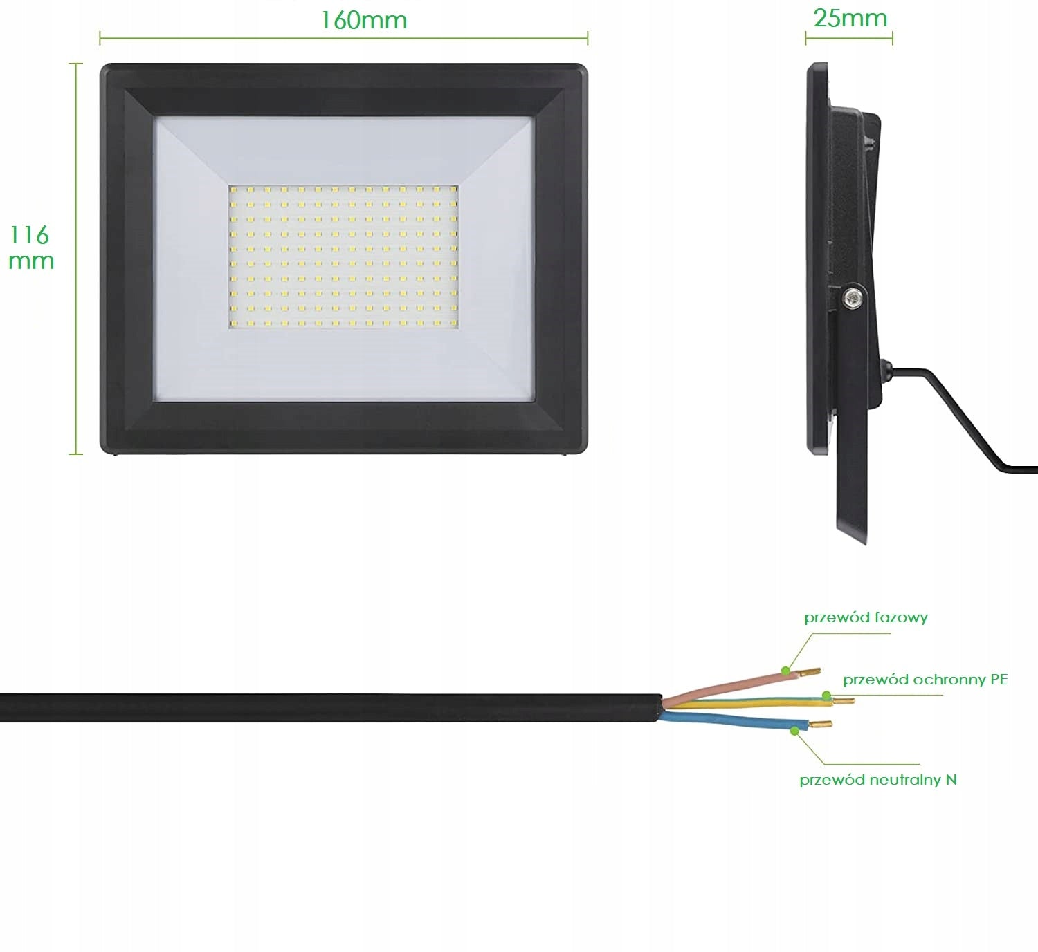 Halogen FLOODLIGHT LED Headlight 100W 9000lm SLIM Color black