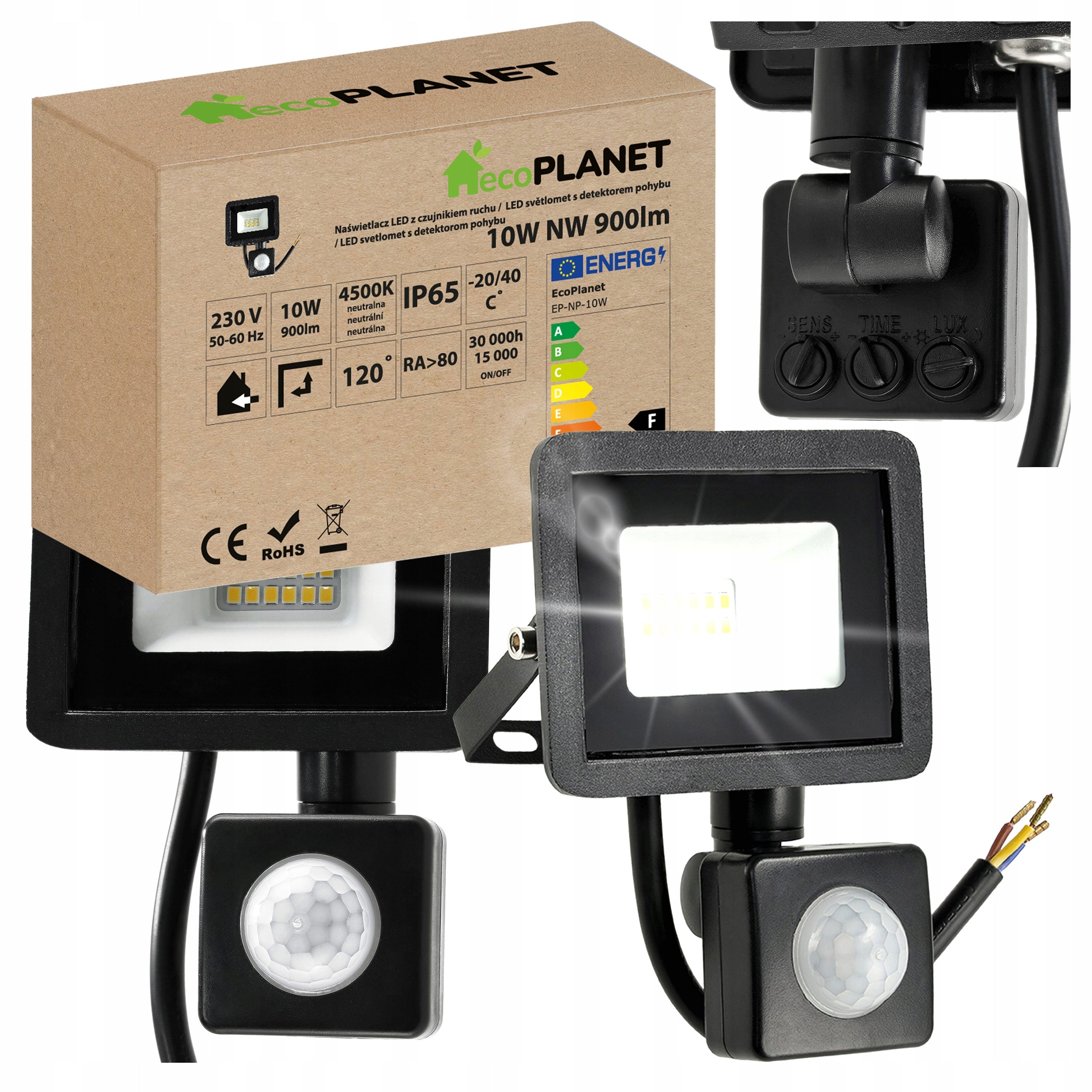 Halogen LED 10W 900lm Lamp With Twilight Motion Sensor Floodlight IP65