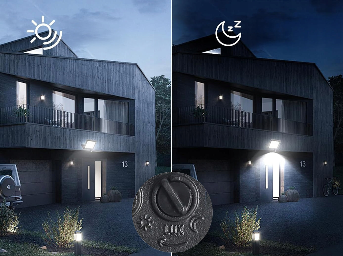 Halogen LED 50W Twilight Motion Sensor Floodlight Outdoor PIR Lamp Brand Smartled