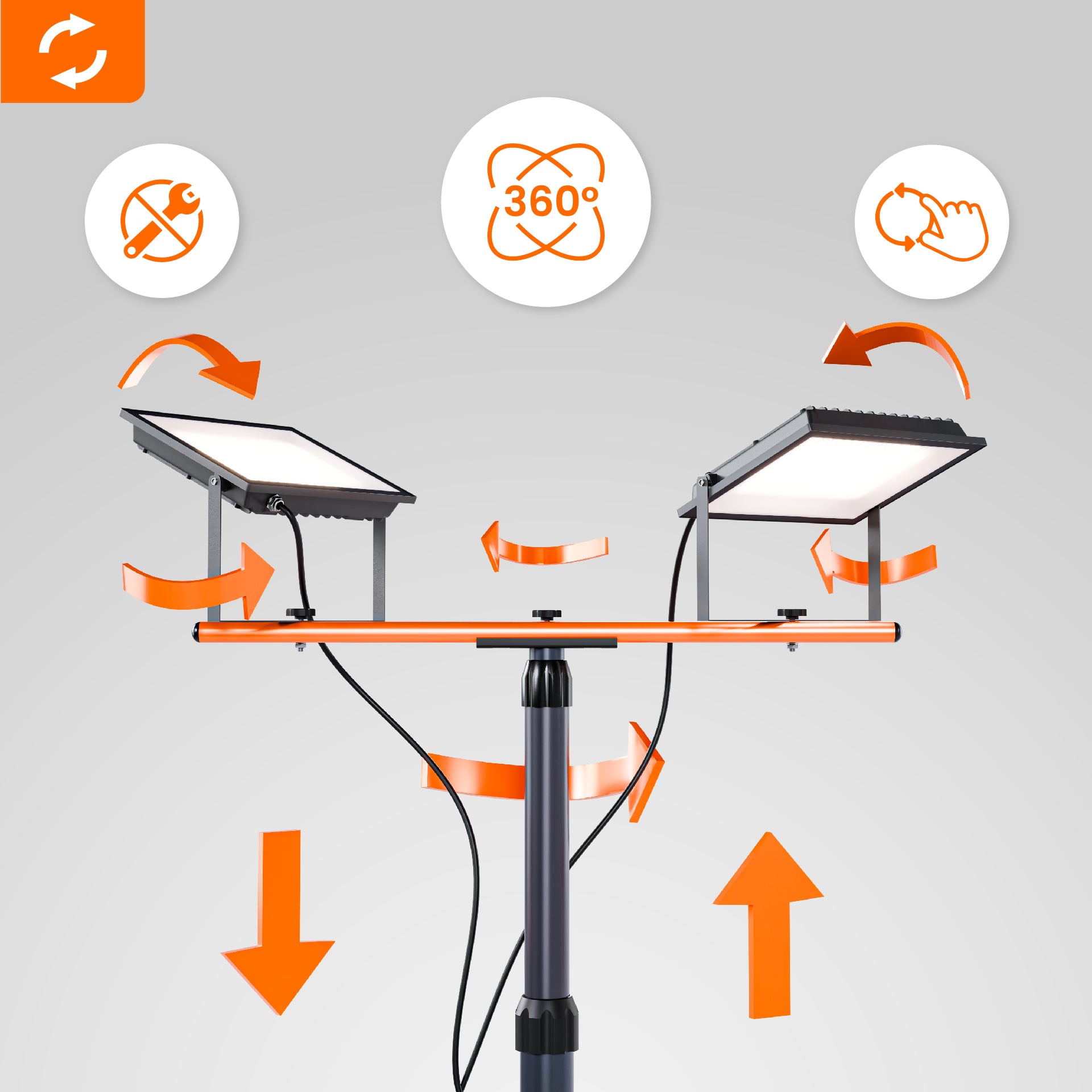 Halogen LED Construction Tripod Floodlight 2x 50W 11000lm Lamp On Stand Manufacturer code Lampa na Stojaku 5779