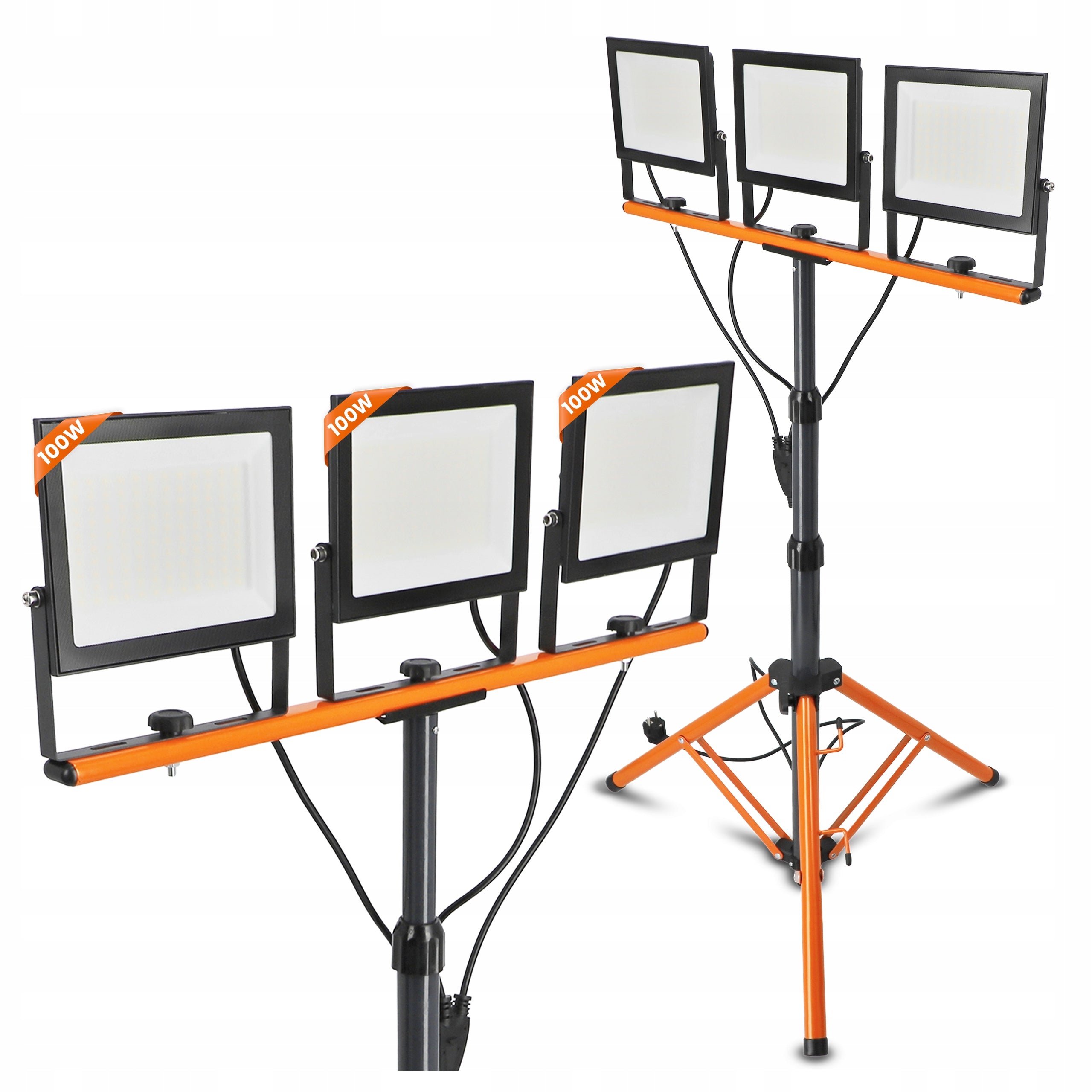 Halogen LED Construction Tripod Floodlight 3x 100W 33000lm Lamp On Stand