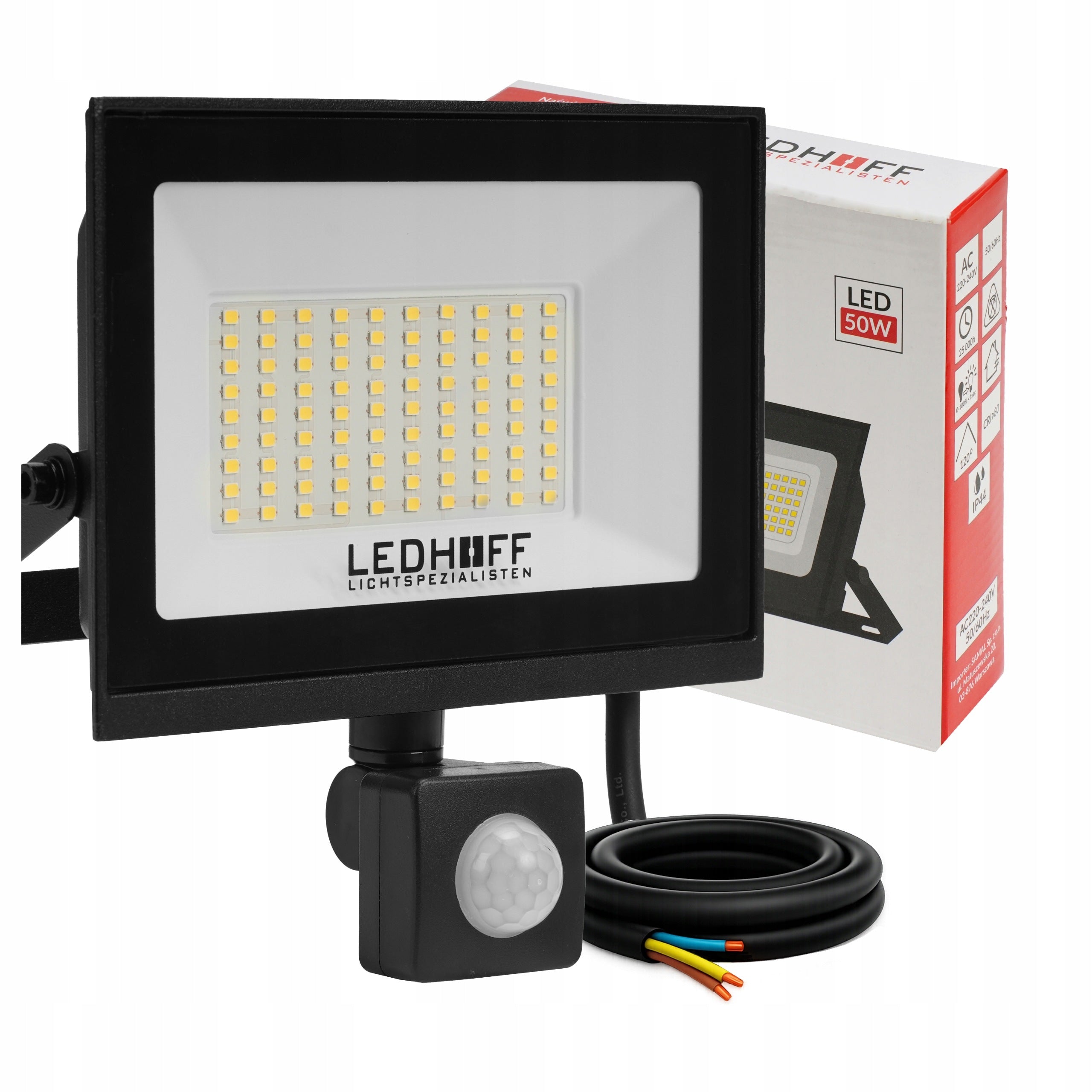 Halogen LED Floodlight Motion SENSOR 50W 4500lm 4500K Outdoor