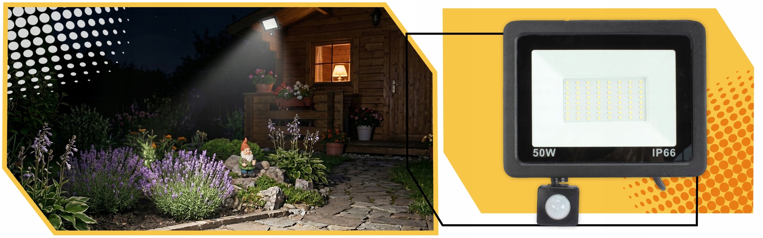 Halogen LED Floodlight Smartled 50W black with motion sensor IP66 4500K Manufacturer code Naświetlacz LED 50W czarny czujnikiem ruchu