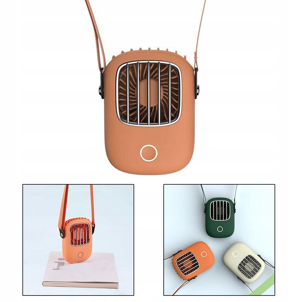 Halter Fan, Portable Handheld Quiet Hanging Desk Fans, USB Orange Dominant color multicolor