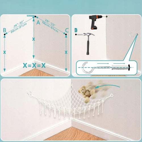 Hammock For Plush Toys Mesh Hanging Organizer For Children's Toys Shelf Packaging status original