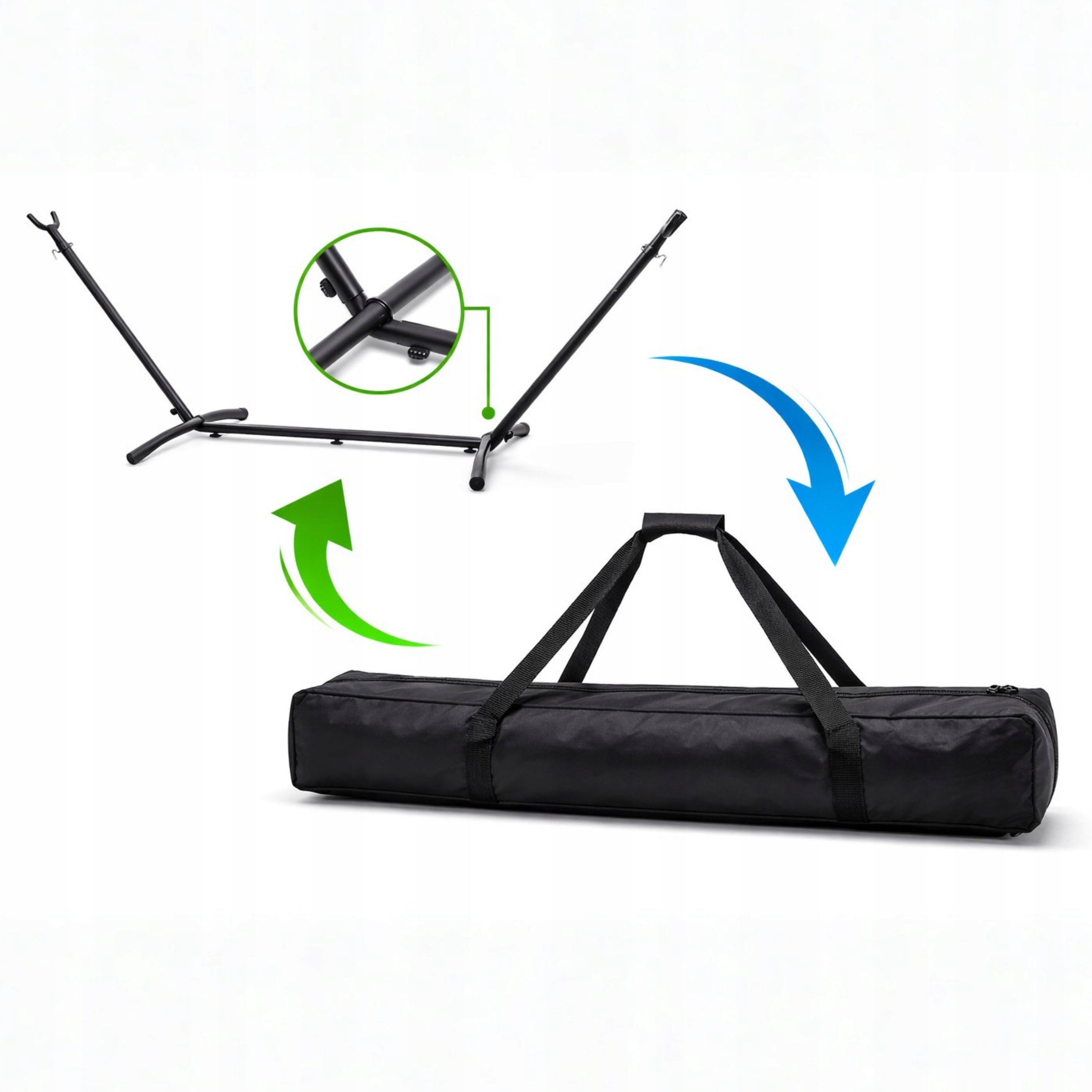 Hammock Frame Garden Stand Metal Strong Black Double For Terrace Packaging status original