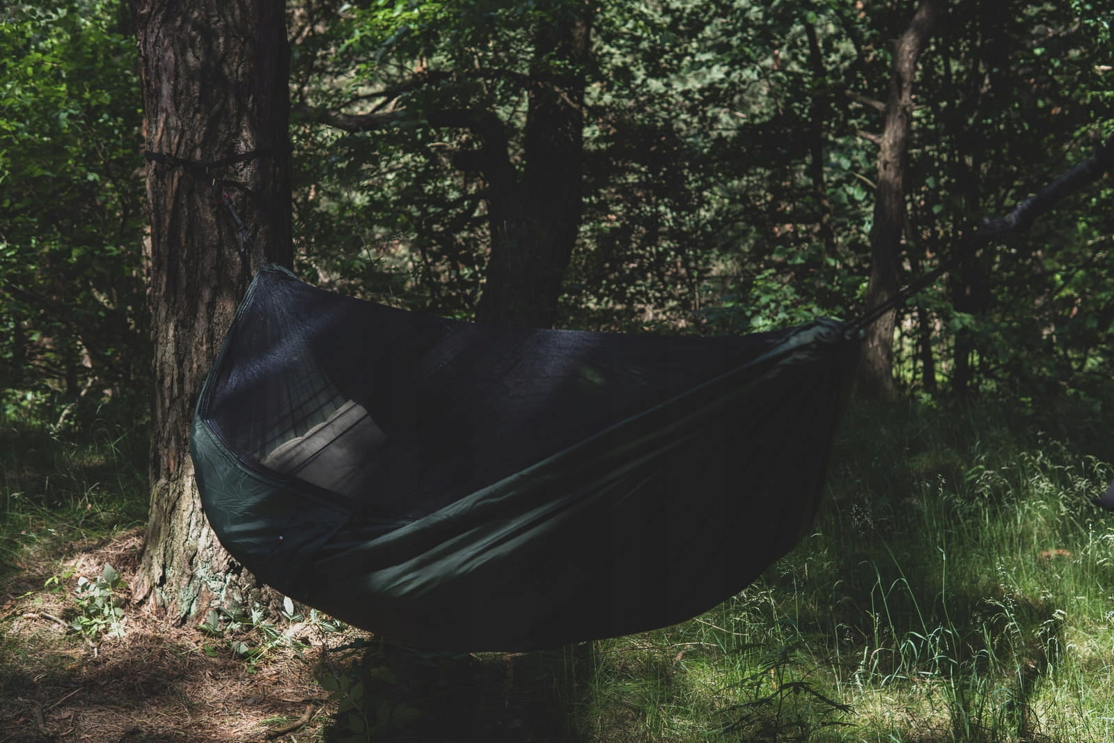 Hammock Light Dragonfly V2 Green Long 350 cm with Mosquito Net Single Zip Model Ważka V2 Long