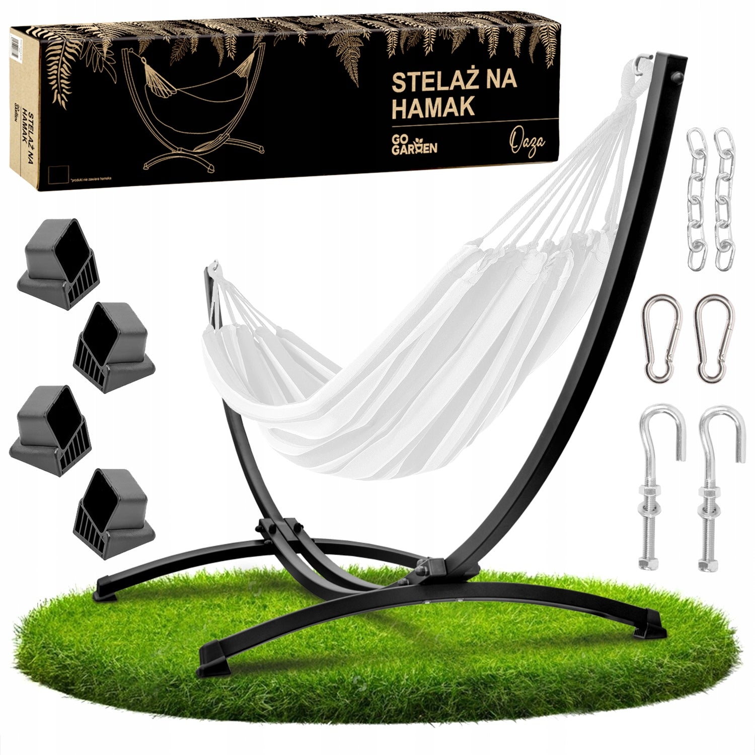 Hammock frame garden stand metal black double strong 220 kg