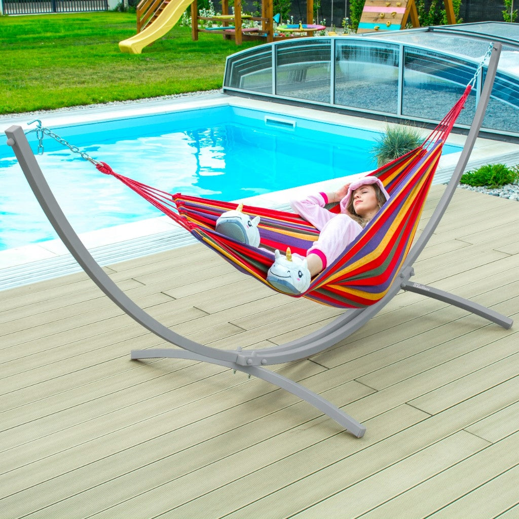 Hammock frame stand garden hammock double metal grey strong 250 kg Kind not specified