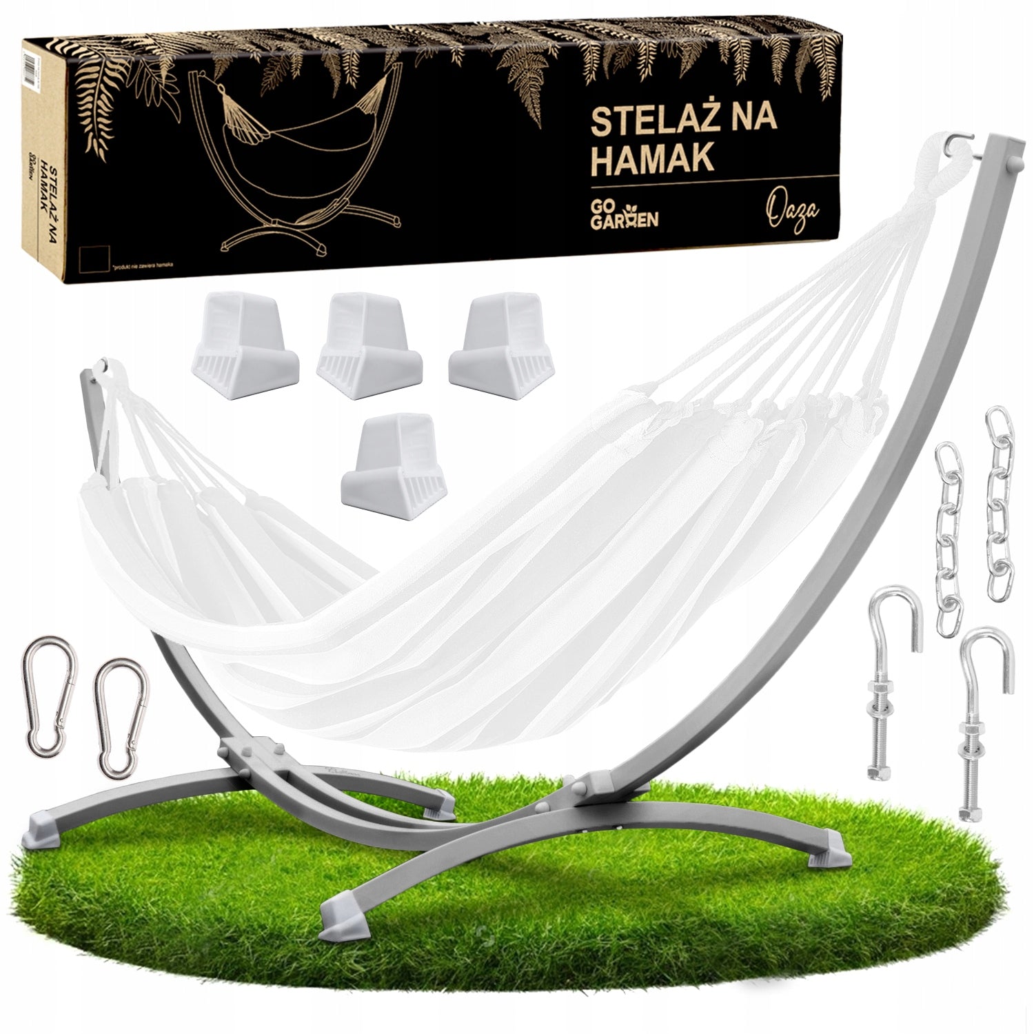 Hammock frame stand garden hammock double metal grey strong 250 kg
