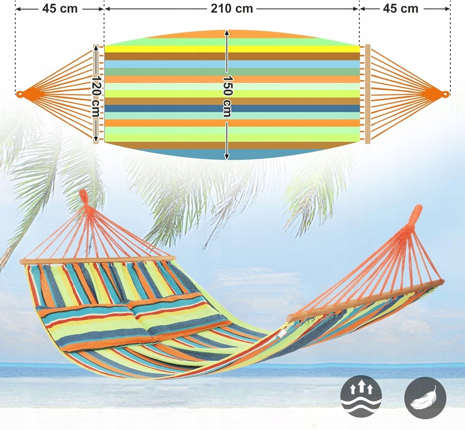 Hammock with bar Songmics multicolor 300 kg 300 x 150 Manufacturer code GDC22Q