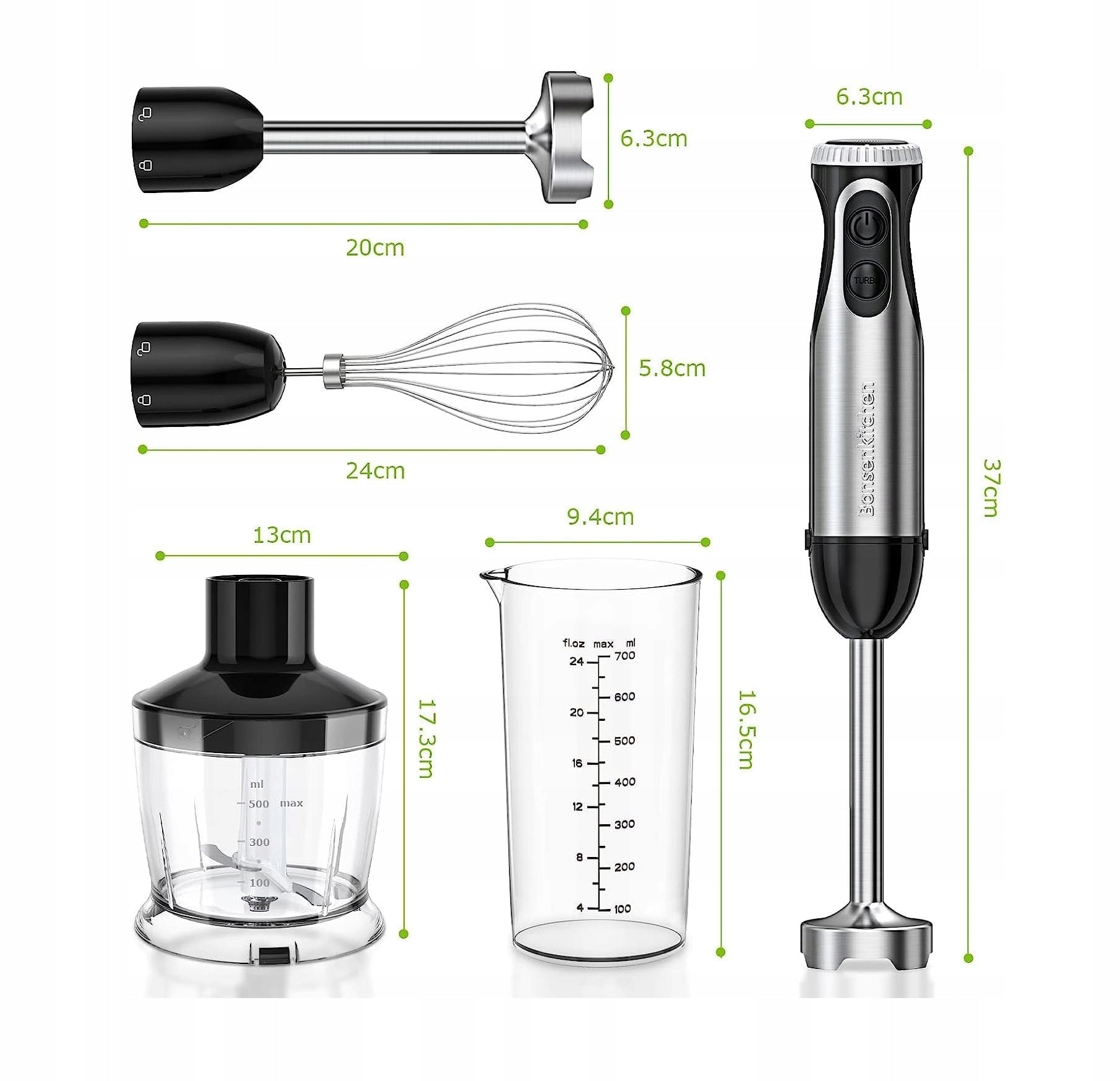Hand Blender Bonsenkitchen HB3203 1000 W silver/grey Manufacturer code HB3203