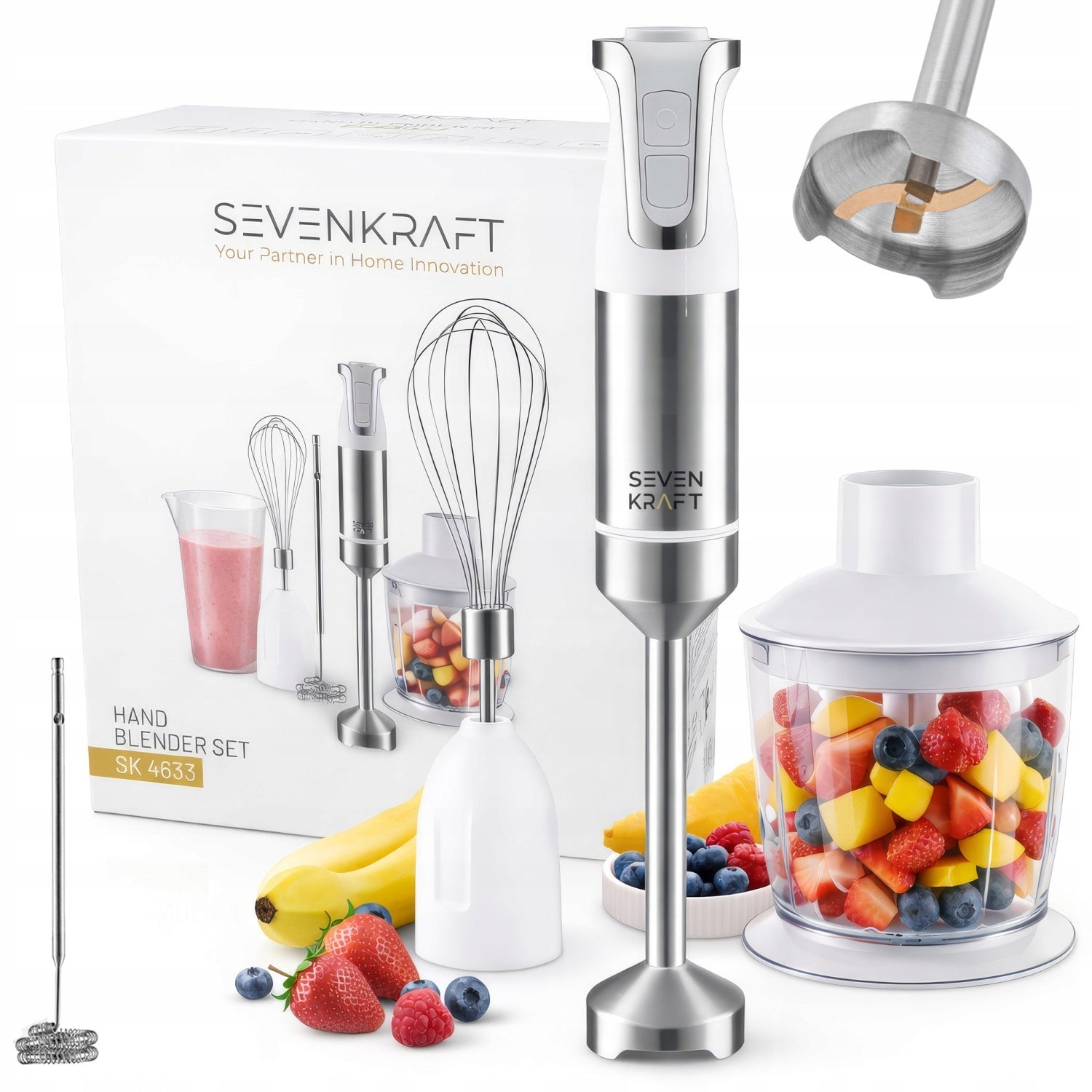 Hand Blender Multifunction Turbo Shredder Mixer Set 5in1 1800W