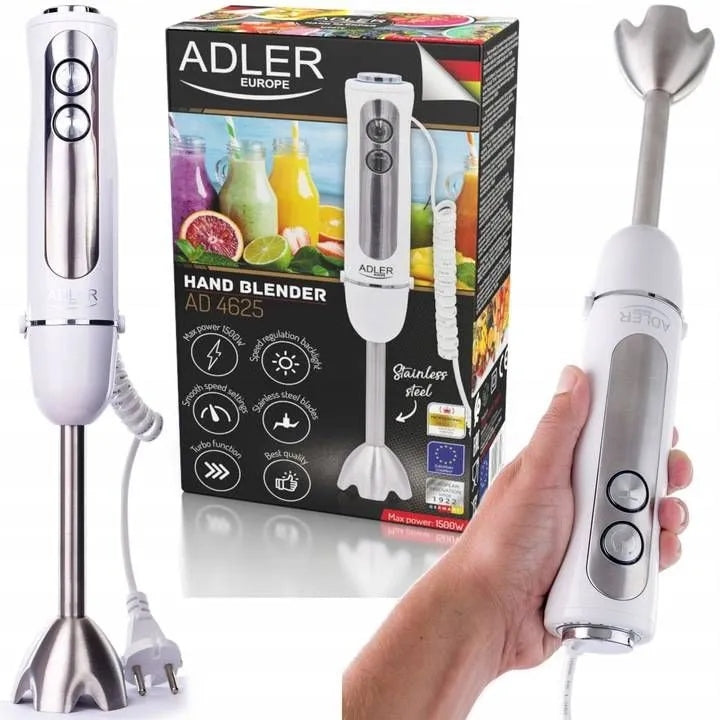 Hand Blender POWERFUL 1500W Speed Control Twisted Cord 180cm WHITE