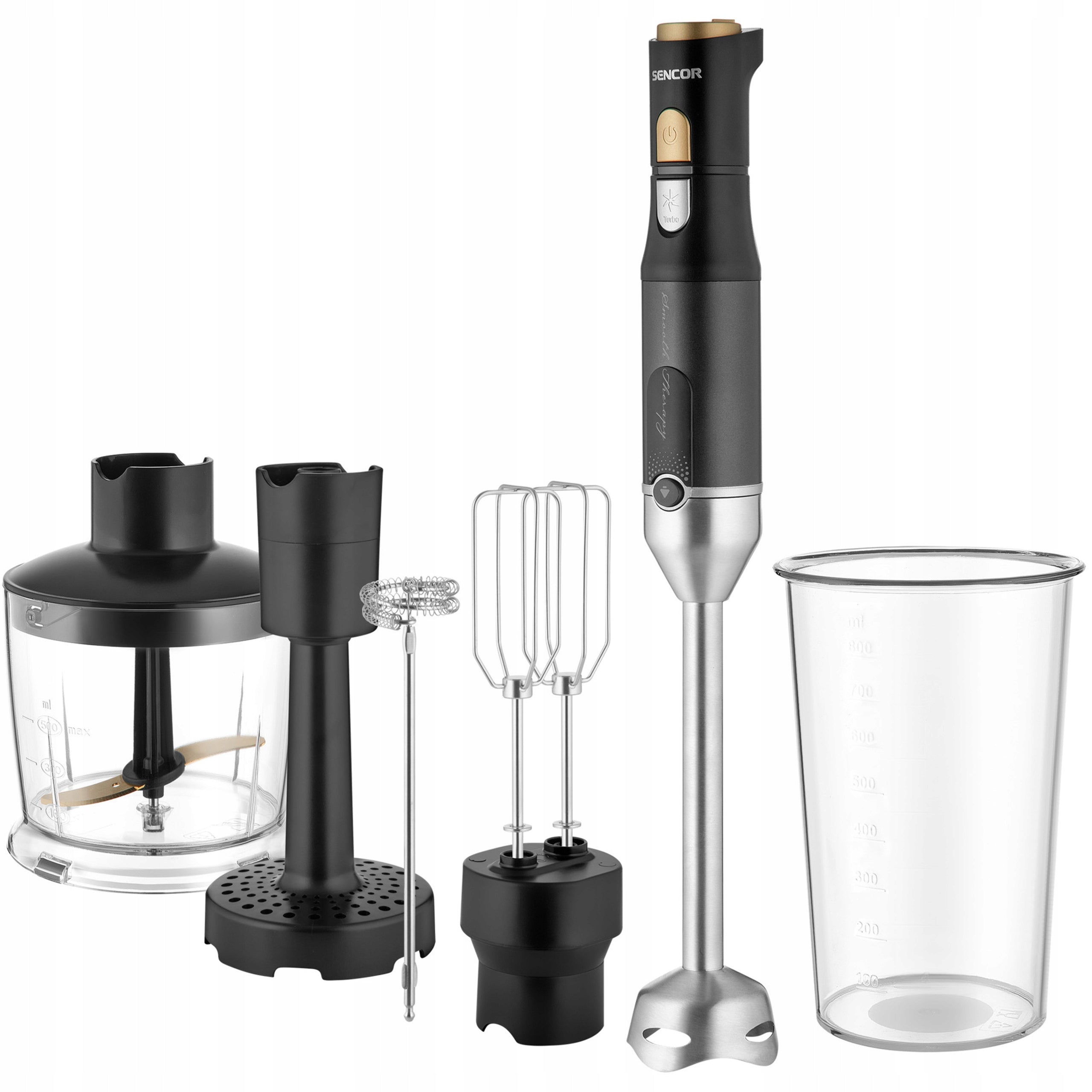 Hand Blender Vertical Sencor SHB 6442BK 6w1 1200W TITANIUMQuadBlade Black