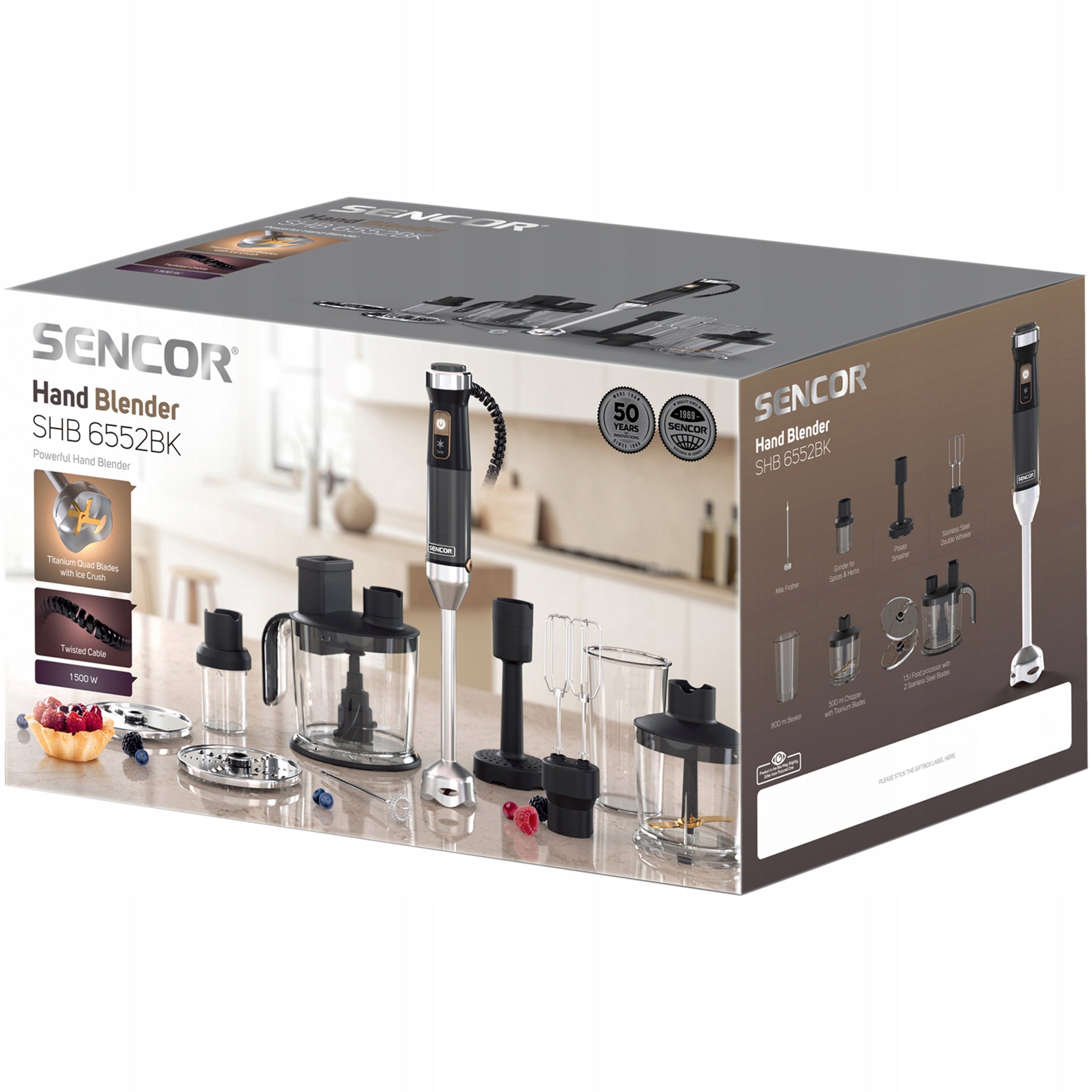Hand Blender Vertical Sencor SHB 6552BK 10w1 1500W POWERFUL DURABLE MOTOR Packaging status original