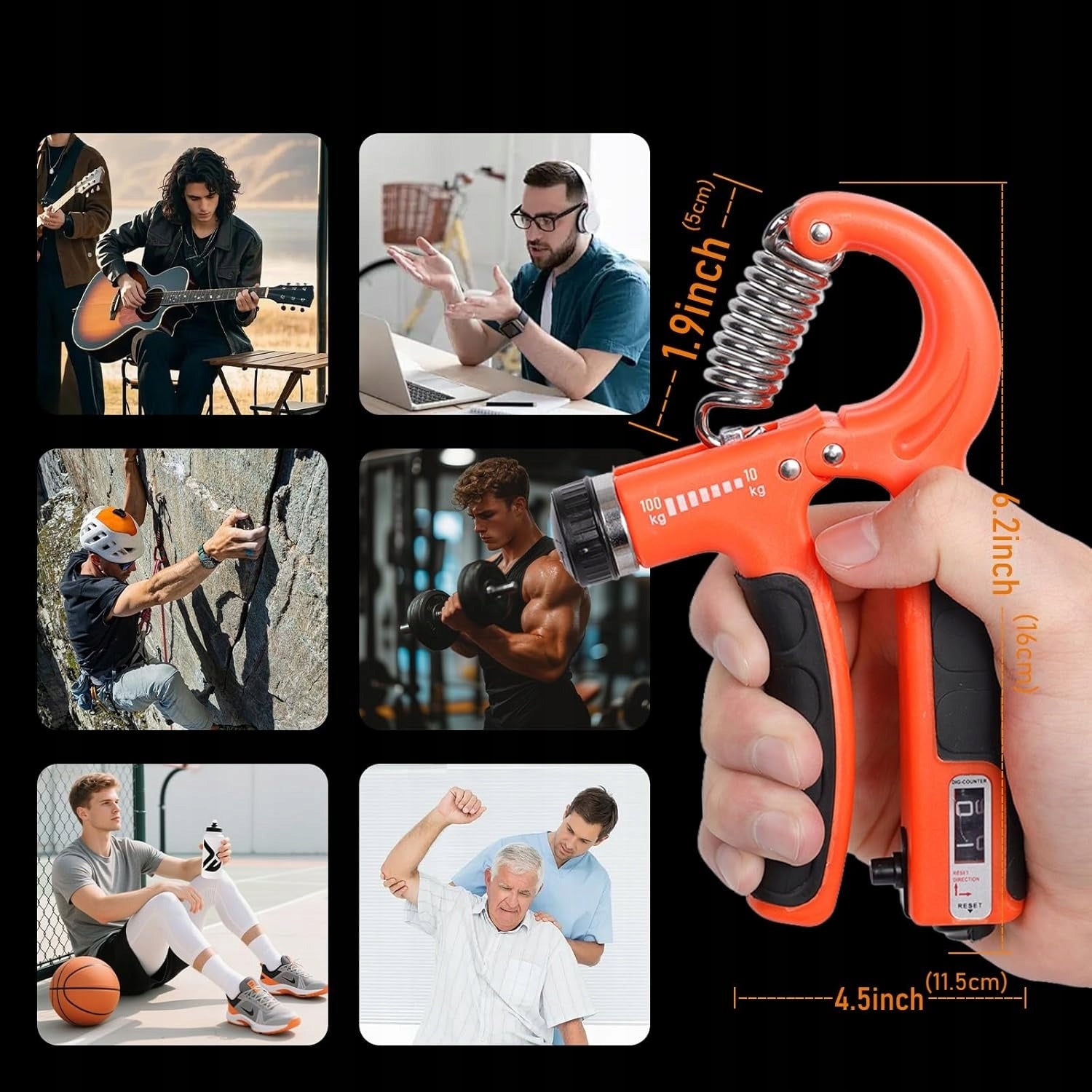 Hand Grip Strength Trainer Kits (5 Pack) Adjustable Resistance Forearm Kind clamps
