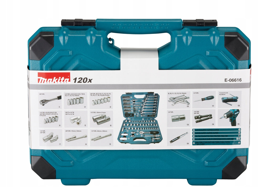 Hand Tool Set 120 Parts Makita E-06616 Case Product weight with unit packaging 1.14 kg