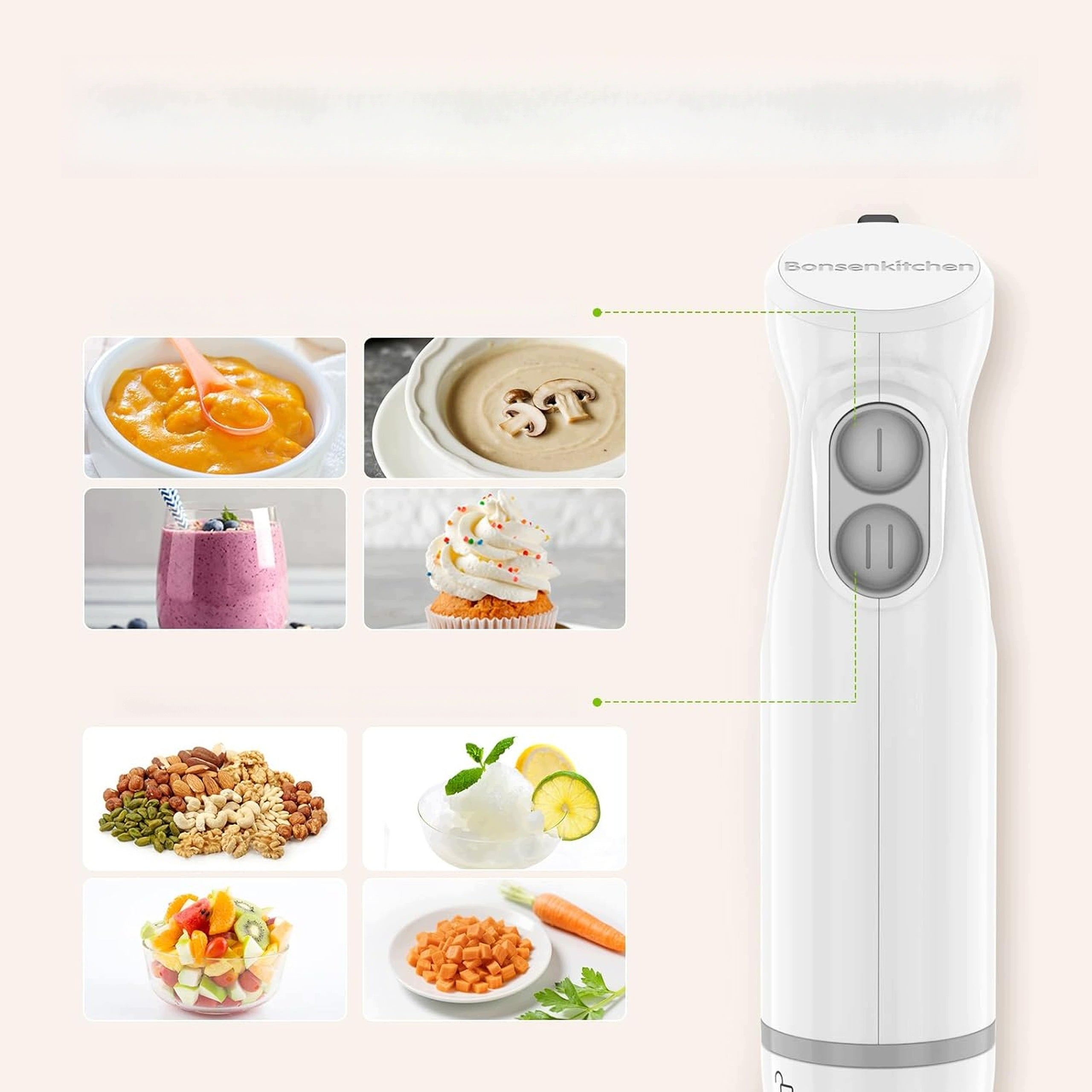 Hand blender 1000W Bonsenkitchen stainless steel 700 ml Manufacturer code Blender ręczny mikser ręczny 1000W stal nierd