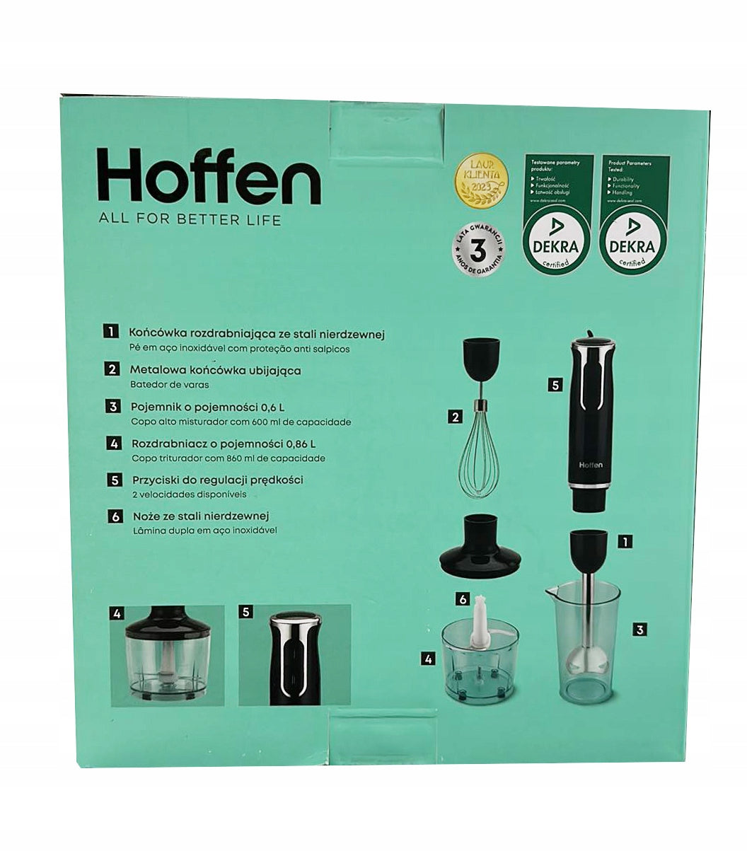 Hand blender 3in1 Hoffen HB-4237 black 3 operating modes 3 x tips Manufacturer code HB-4237