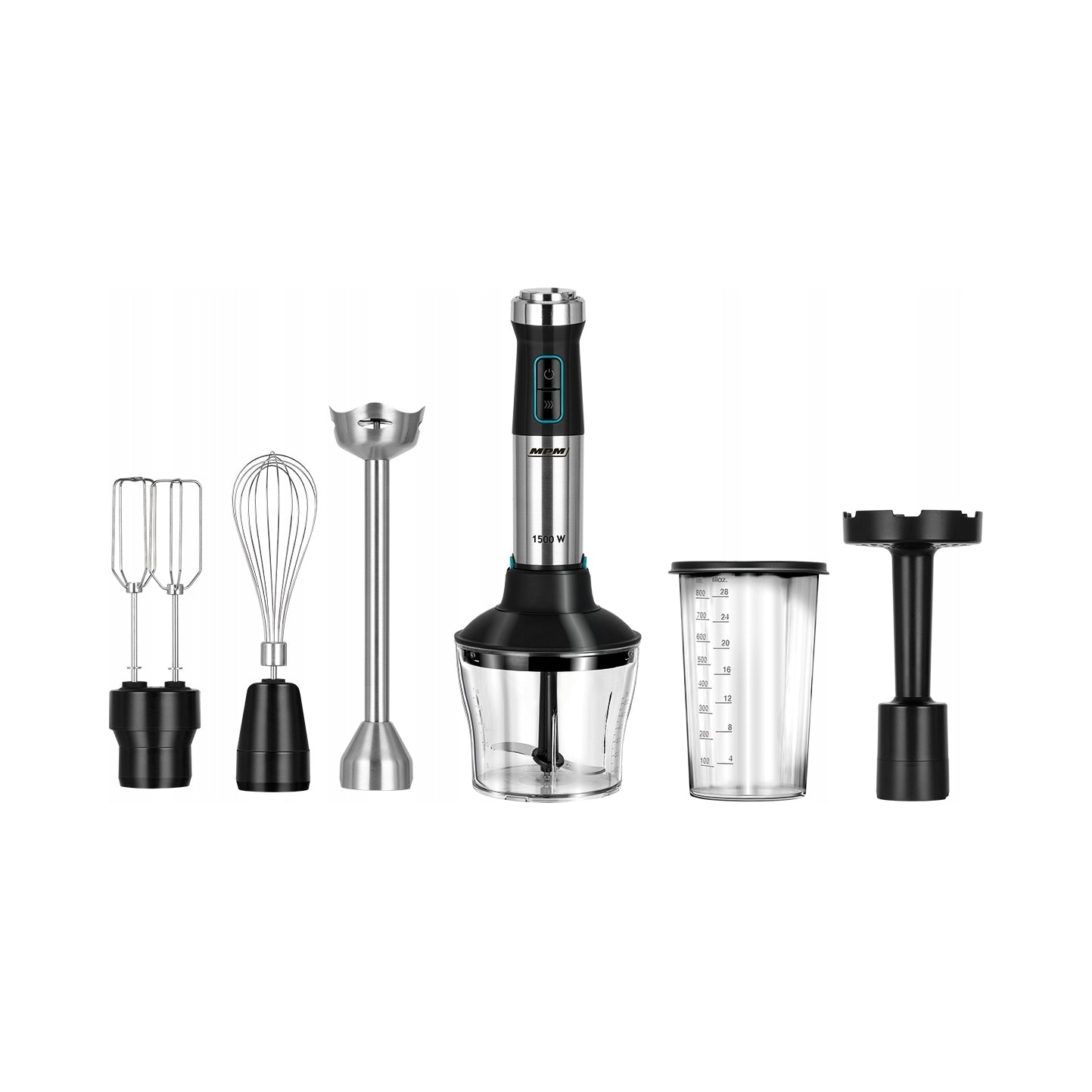 Hand blender MPM MBL-42M 1500W set Turbo stainless steel XL 27cm
