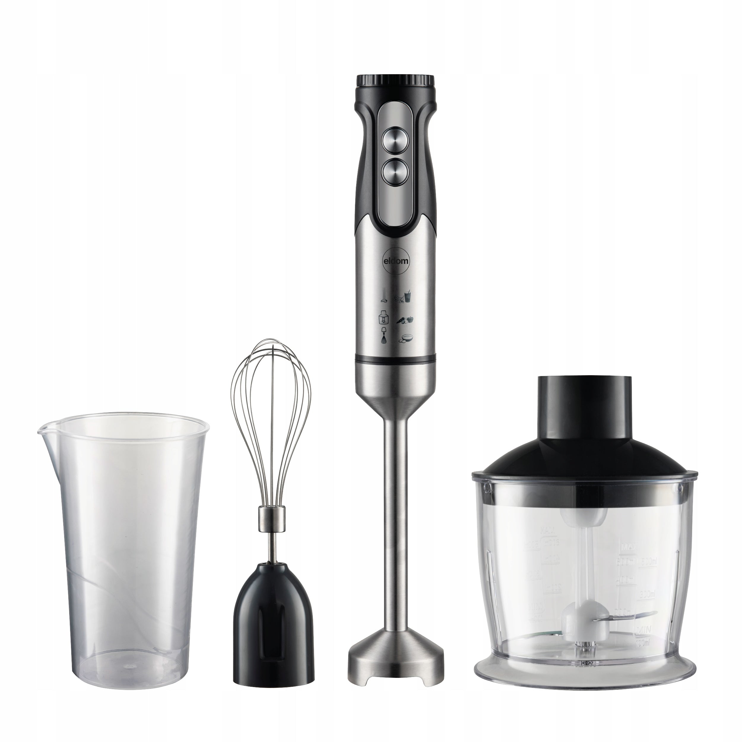 Hand blender cup shredder BL250 Eldom set black strong 800W