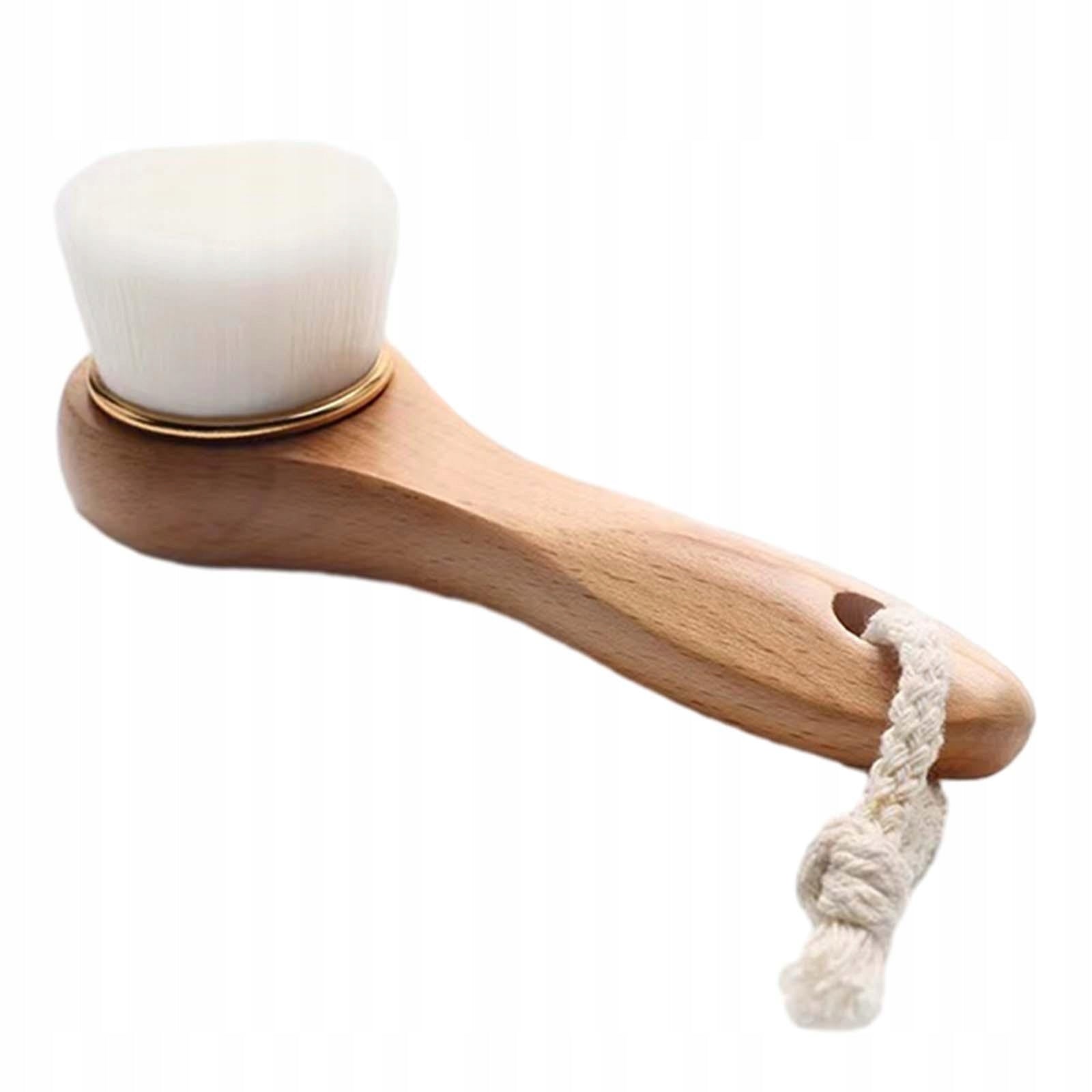 Handheld Cleansing Brush Wood Handle Deep Cleansing Face Scrubber White B Medical device no