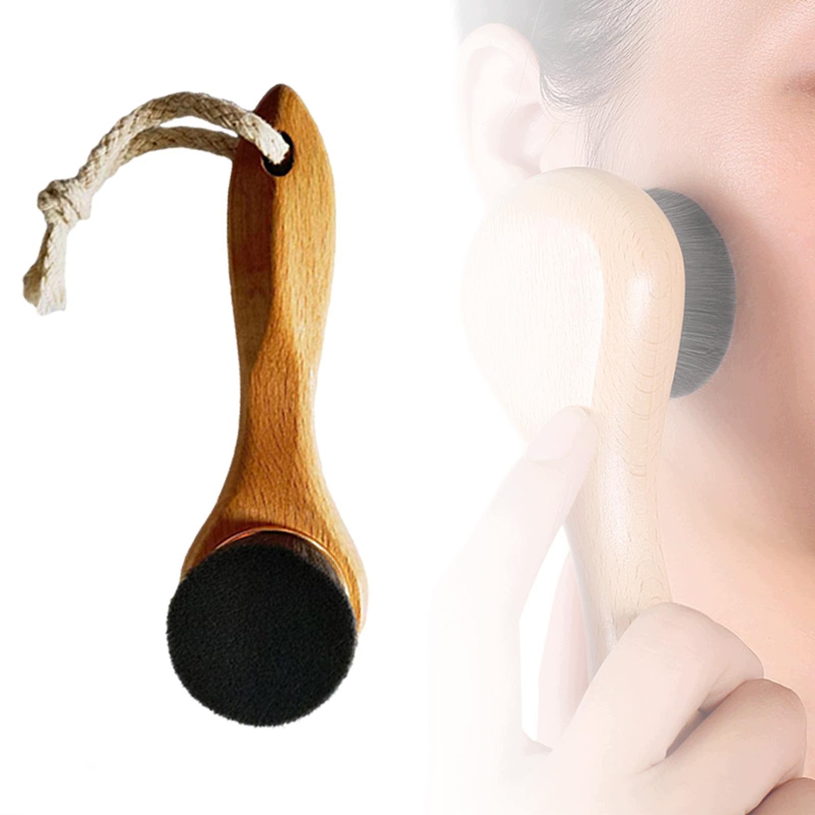 Handheld Cleansing Brush Wood Handle Portable Deep Cleansing Black