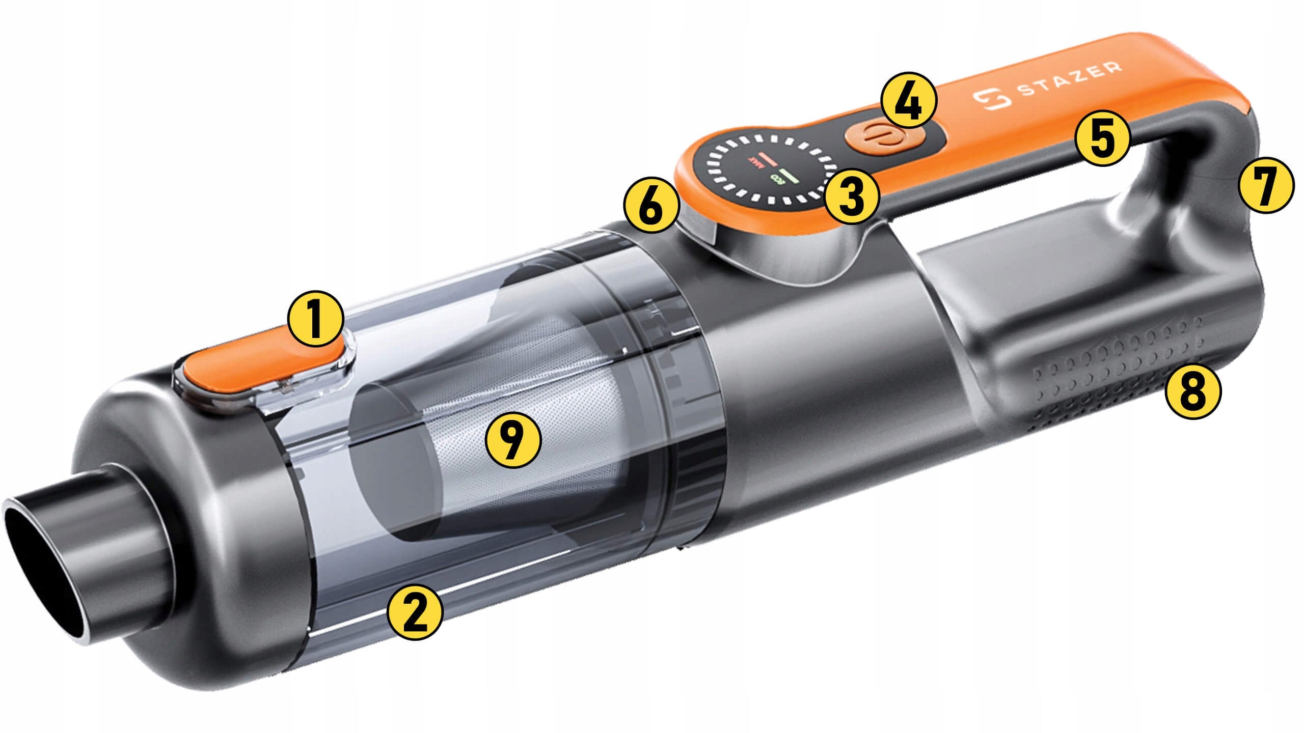 Handheld Cordless Car Vacuum Cleaner for Car Rechargeable USB 17 kPa Wireless operating time 26 min