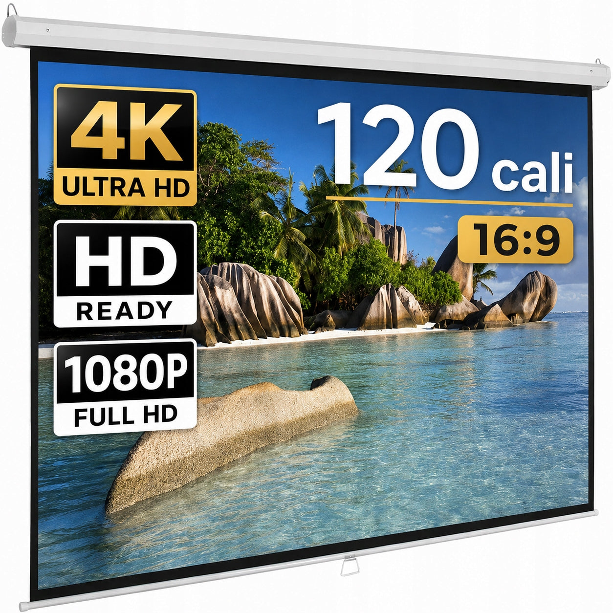 Handheld Projection Screen 120 Cali 16:9 4K HD Home Theater Wall Mounted Ceiling