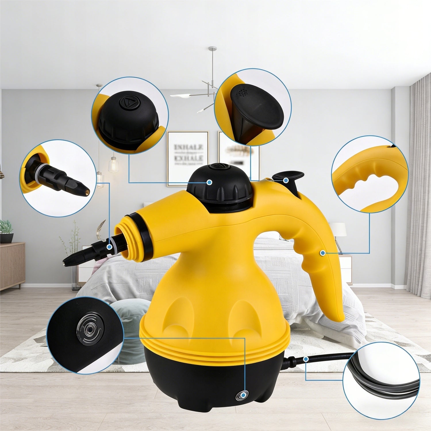 Handheld Steam Cleaner 1000W | Kitchen Fug Cleaning Washer Product depth 13 cm