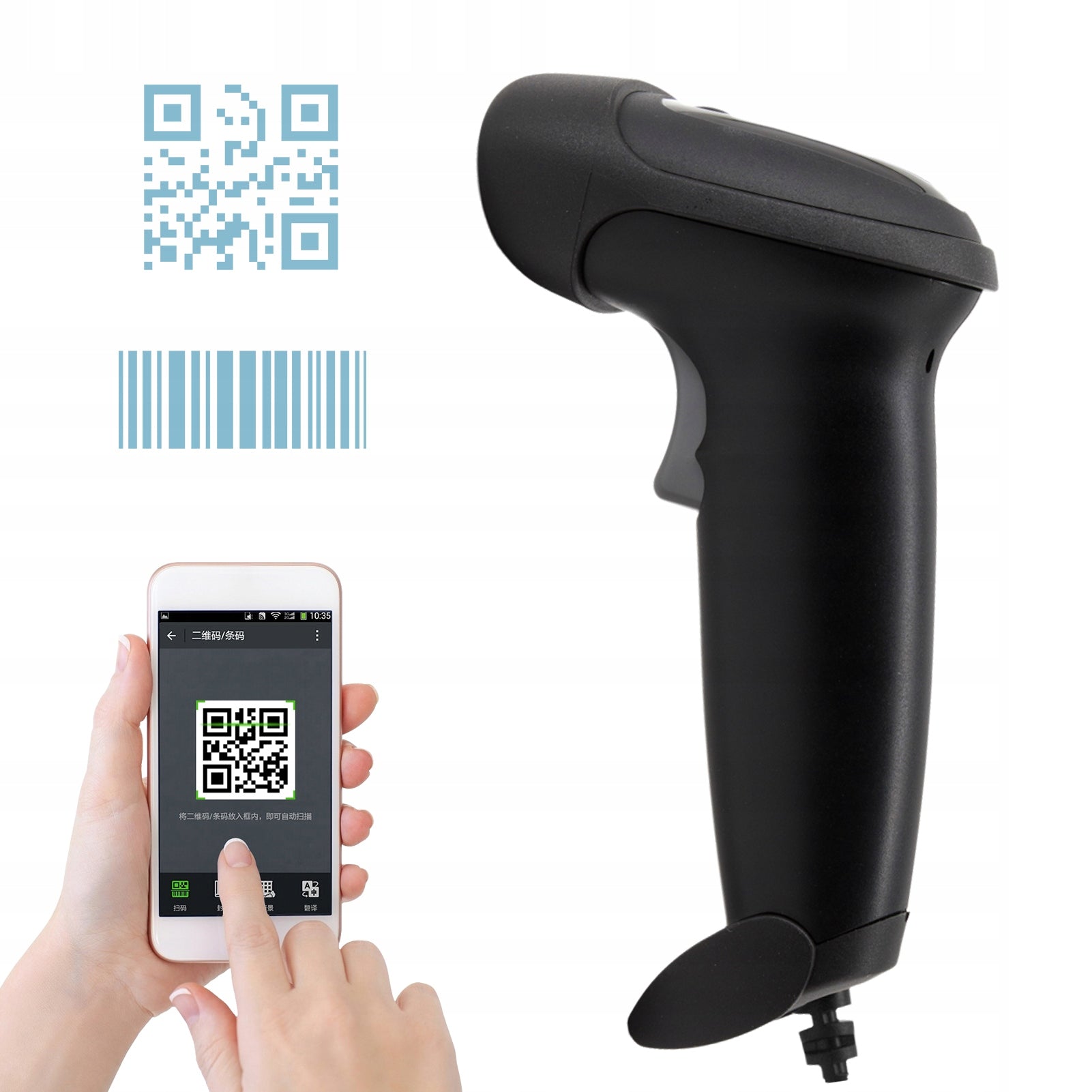 Handheld USB 2D 1D Barcode Scanner COMS Sensor Fast 35 Printing technology other