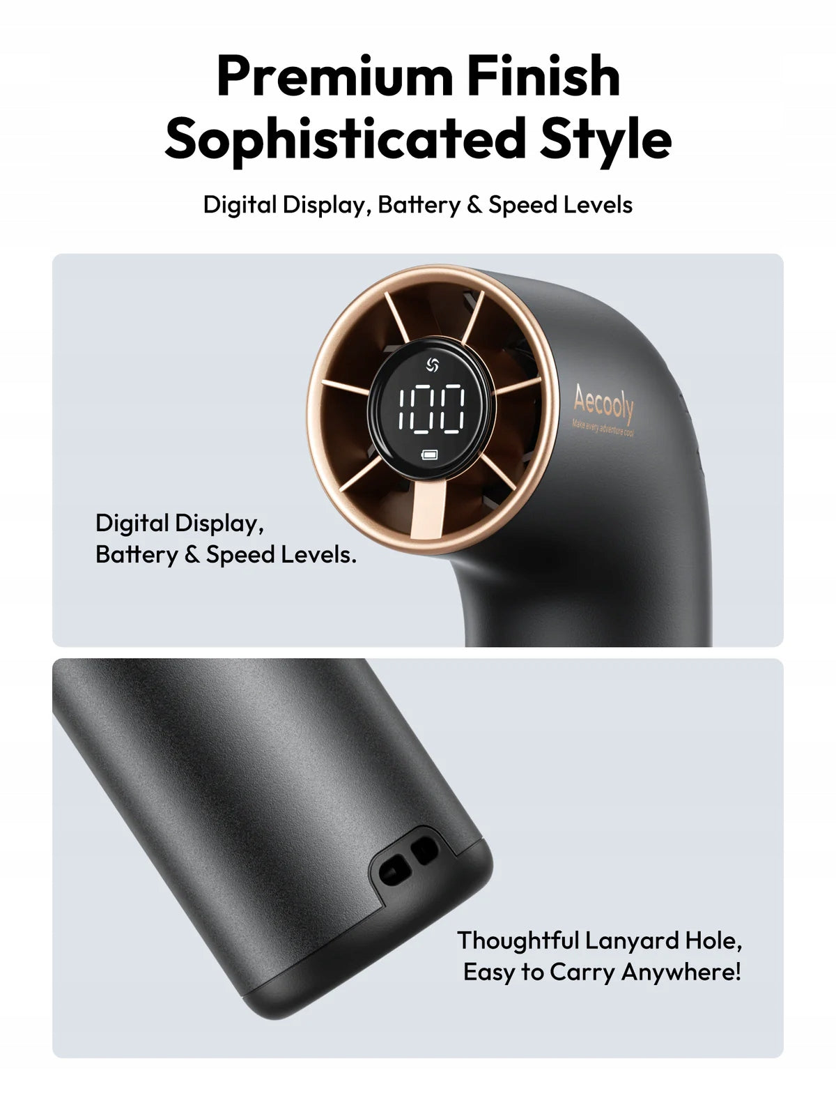 Handheld fan Aecooly Aero Ultra 4500 mAh USB-C 7 gears Turbo 11 m/s Manufacturer code PH03-BG