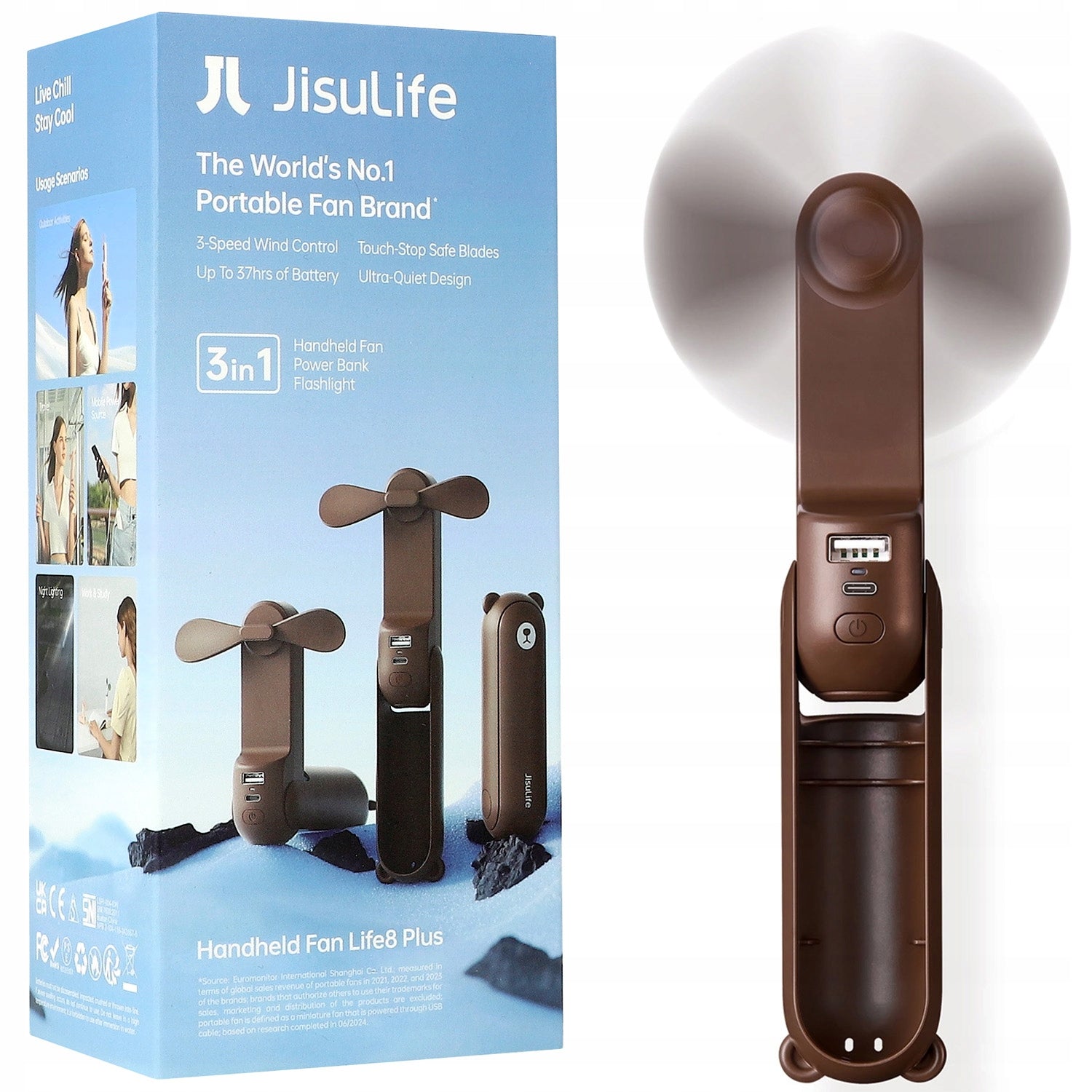 Handheld fan JisuLife + powerbank 4500mAh, desk strong to hand small Packaging status original