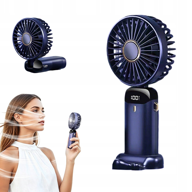 Handheld fan, USB-C portable, foldable, digital display
