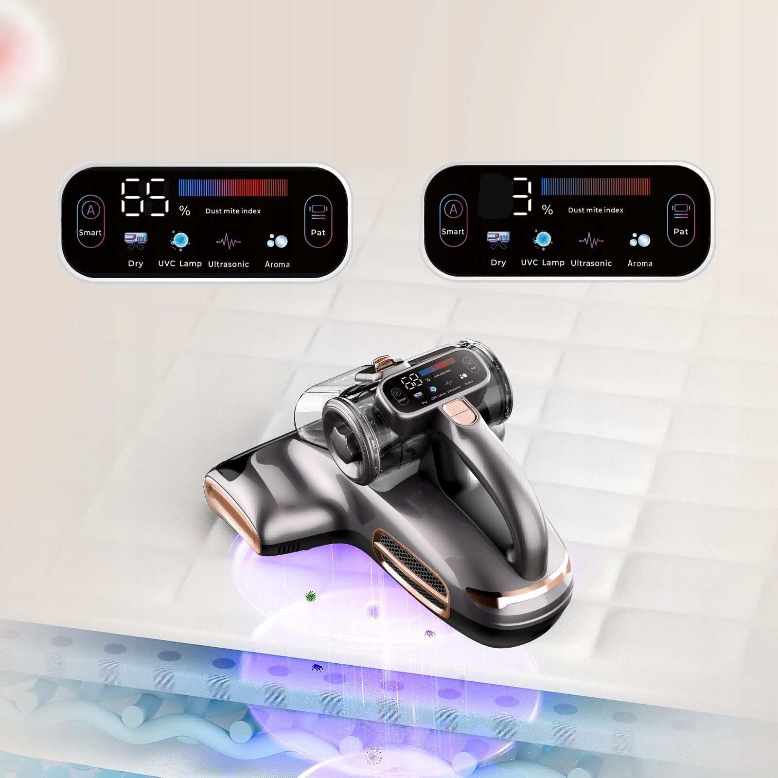 Handheld vacuum cleaner for mattresses 0.5L 15KPa JIGOO T600 99,99% mites, grey Power supply mains